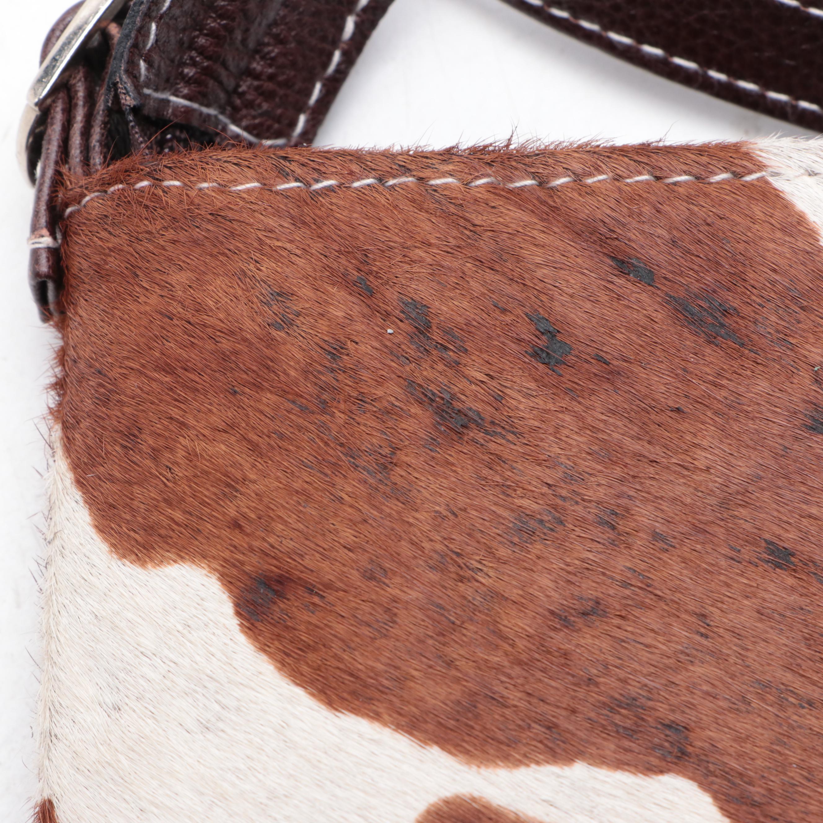 Natural Calf Hair/Leather Wallet with Printed Calf Hair/Leather Shoulder Bag