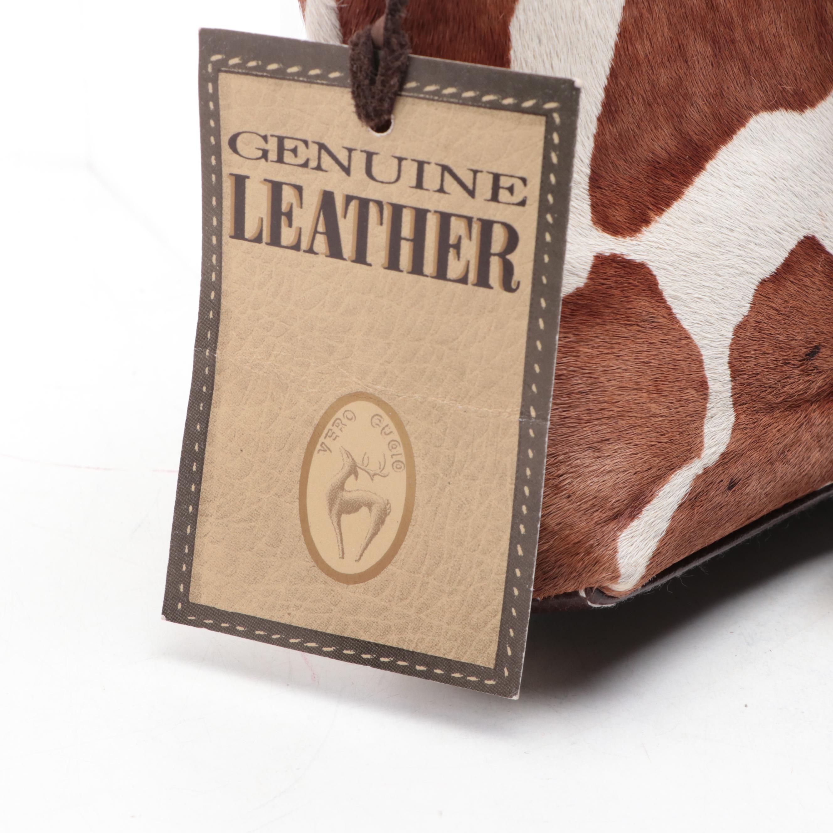 Natural Calf Hair/Leather Wallet with Printed Calf Hair/Leather Shoulder Bag