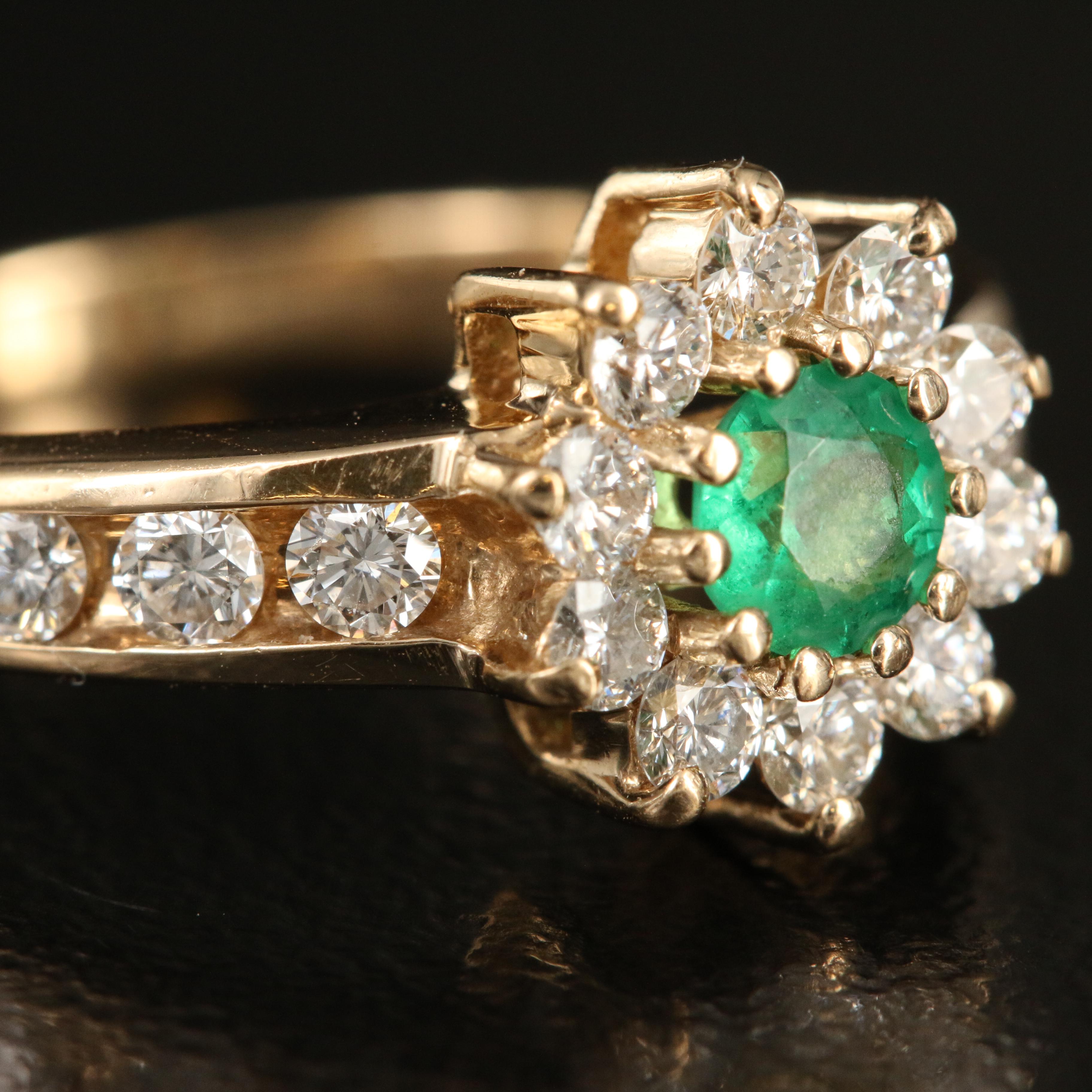 14K Emerald and Diamond Ring