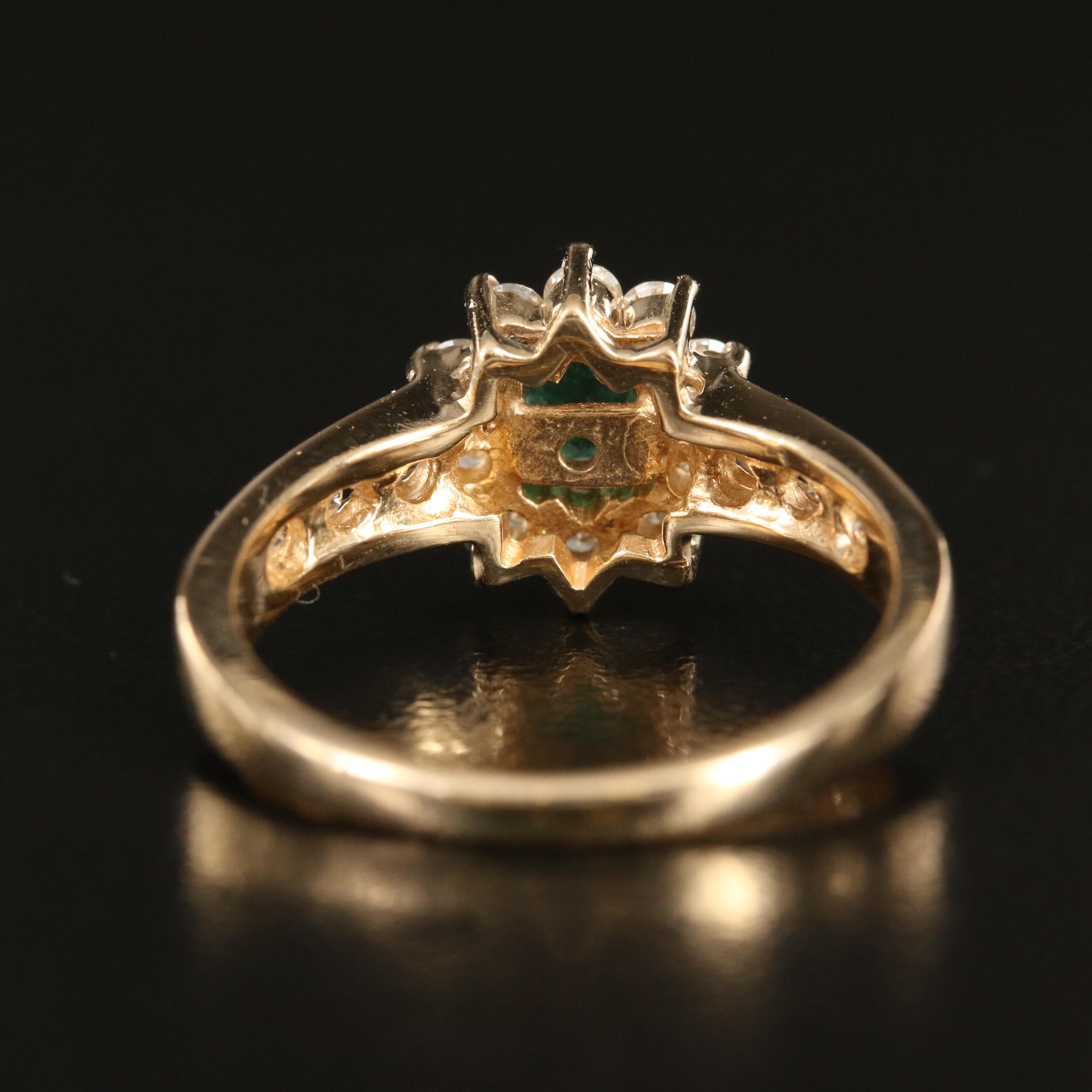 14K Emerald and Diamond Ring