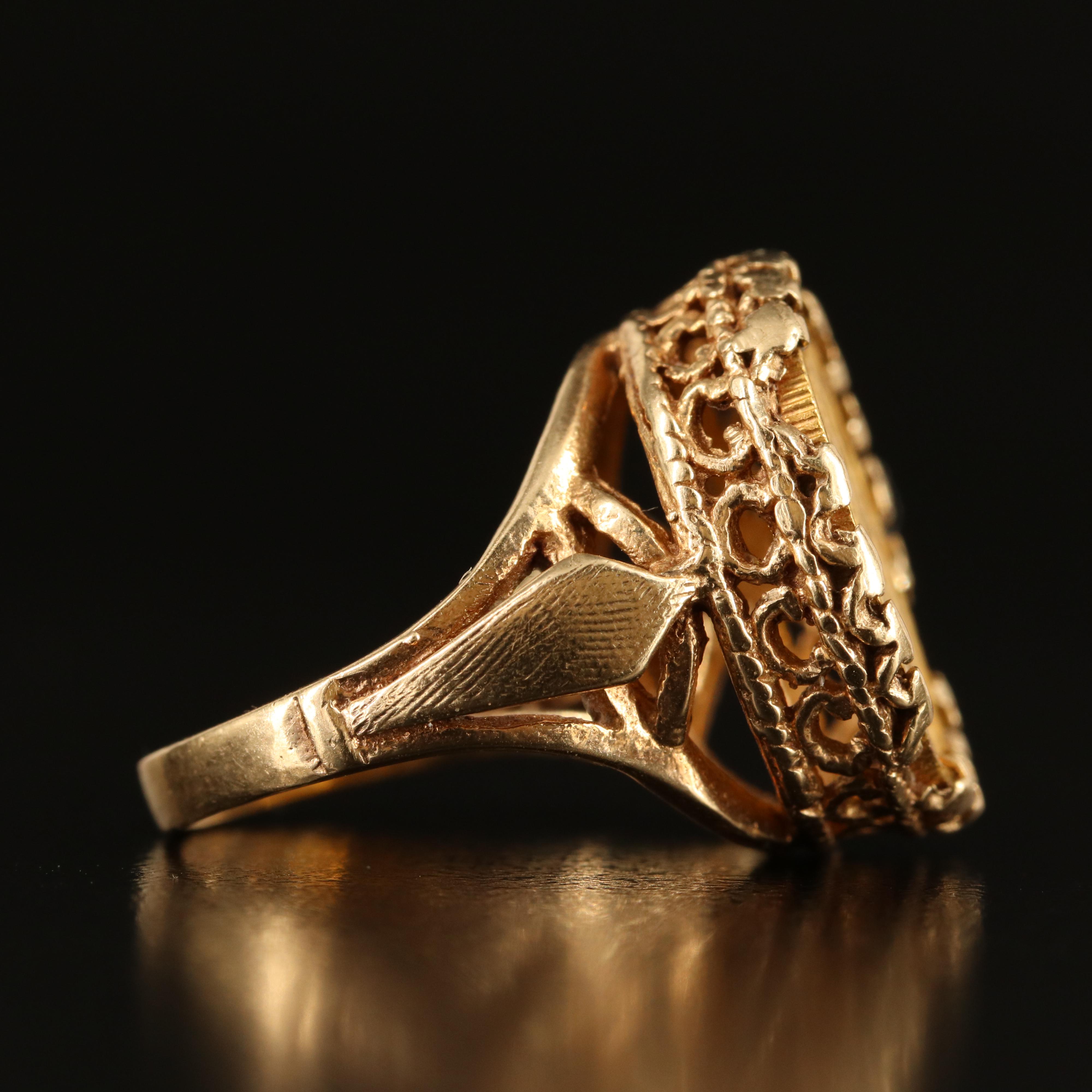 10K Ring with 1985 Isle of Man 1/10 Oz. Angel Gold Coin