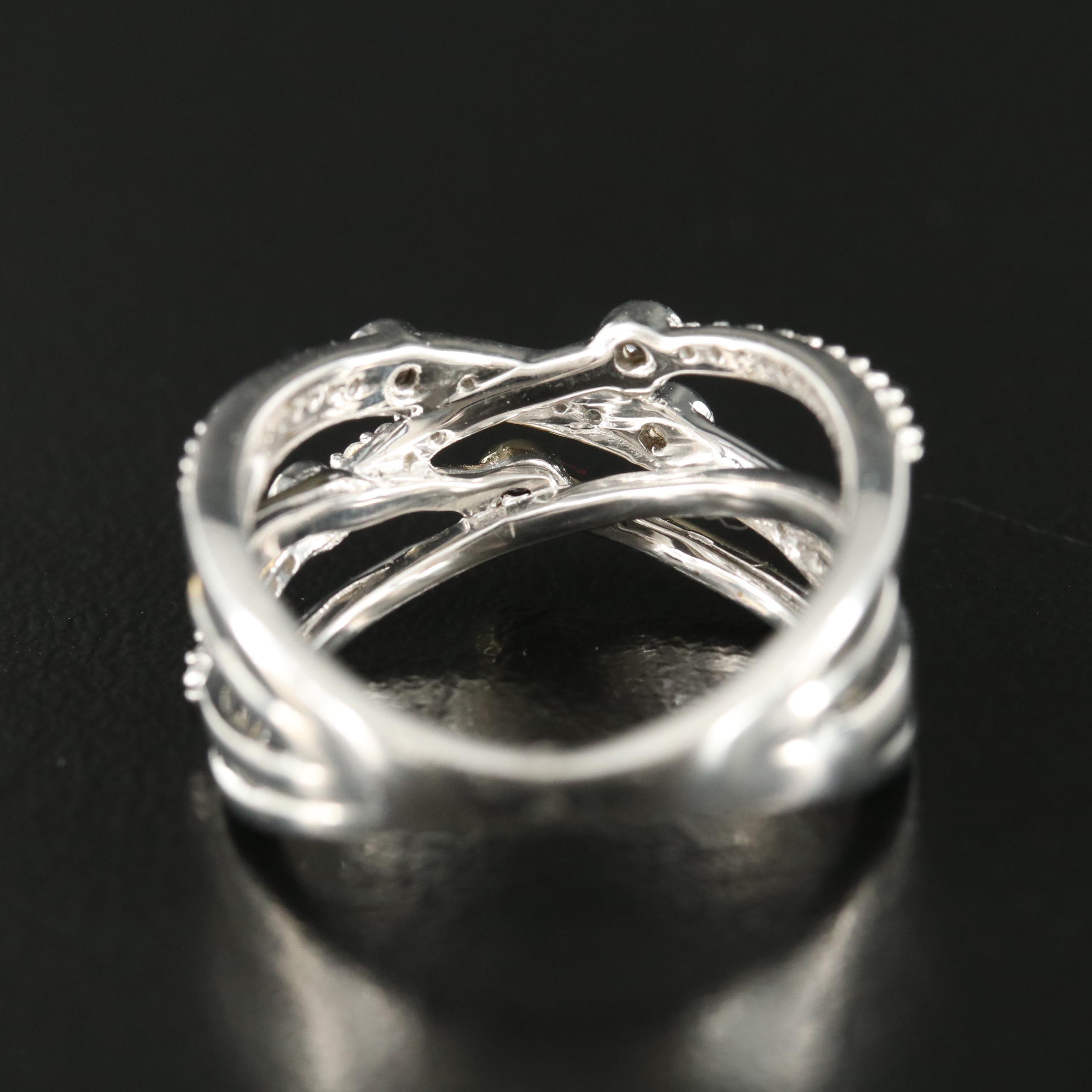 Sterling Sapphire Crossover Ring with 10K Accent