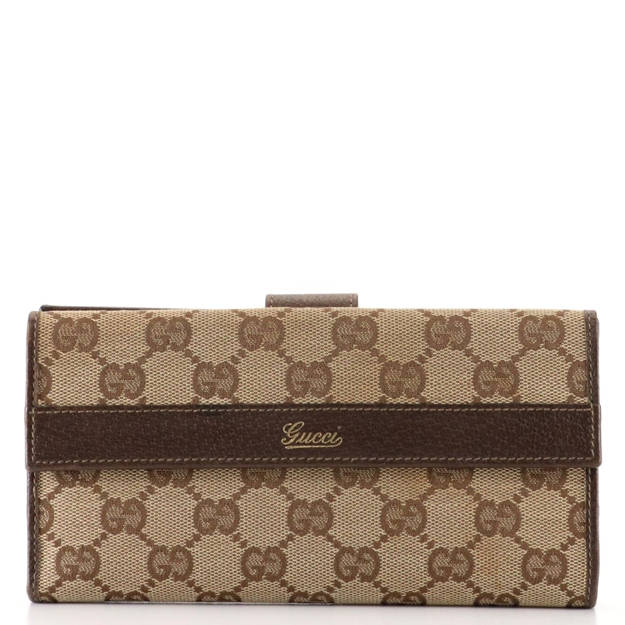 Gucci Pocket Front Long Wallet in GG Canvas and Cinghiale Leather