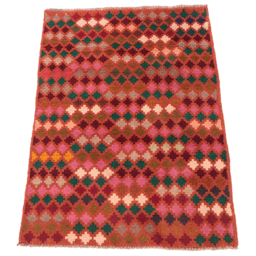 2'8 x 3'9 Hand-Knotted Afghan Baluch Accent Rug