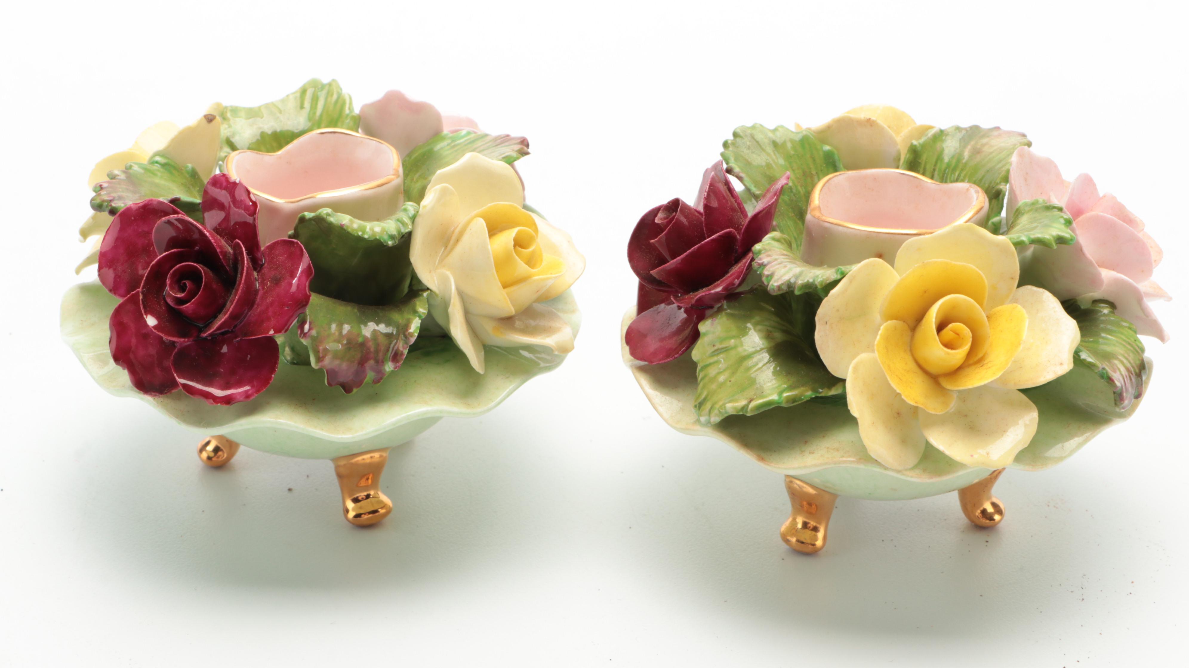 English Bone China Floral Basket Shakers and More Tableware