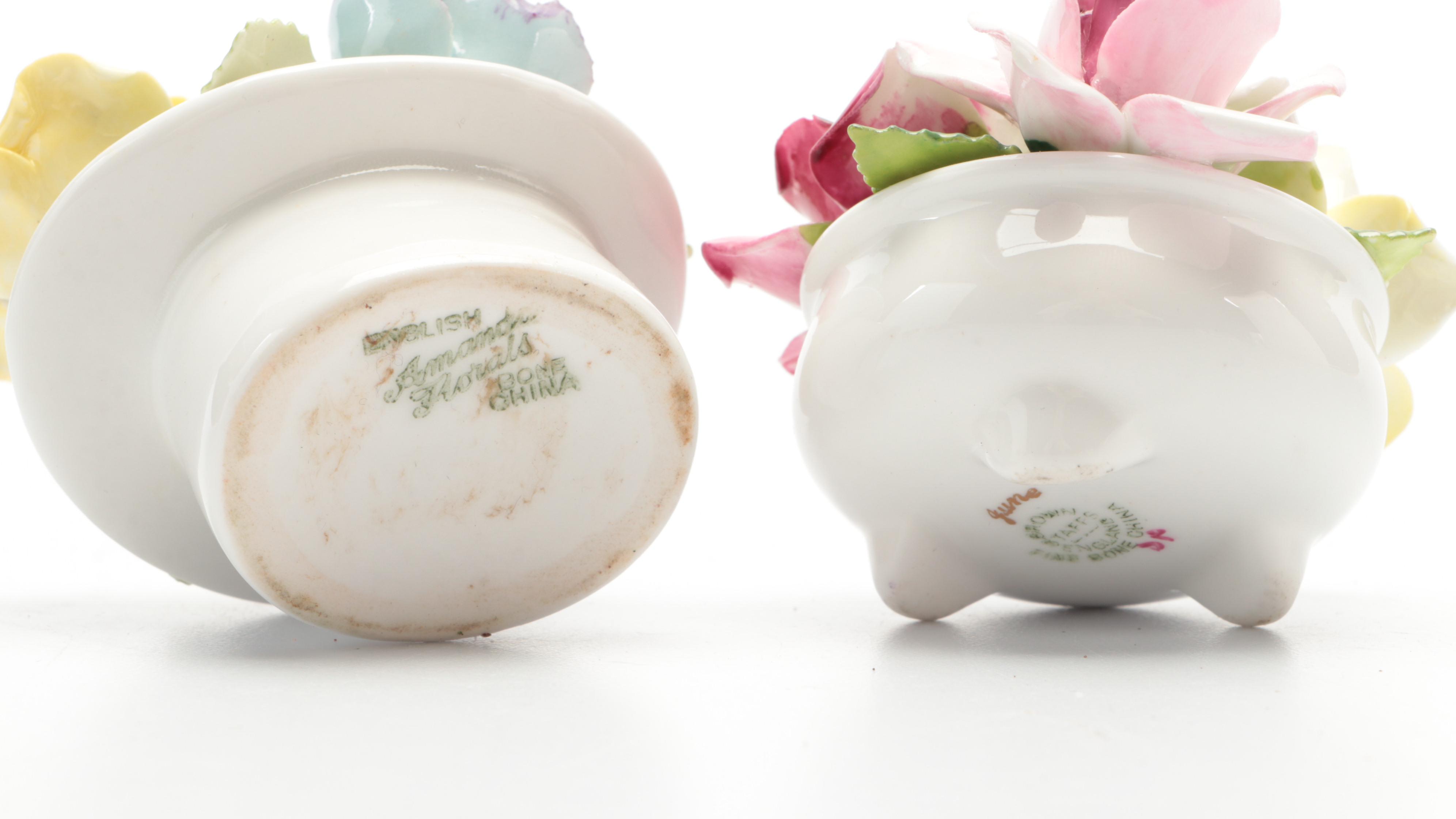 English Bone China Floral Basket Shakers and More Tableware