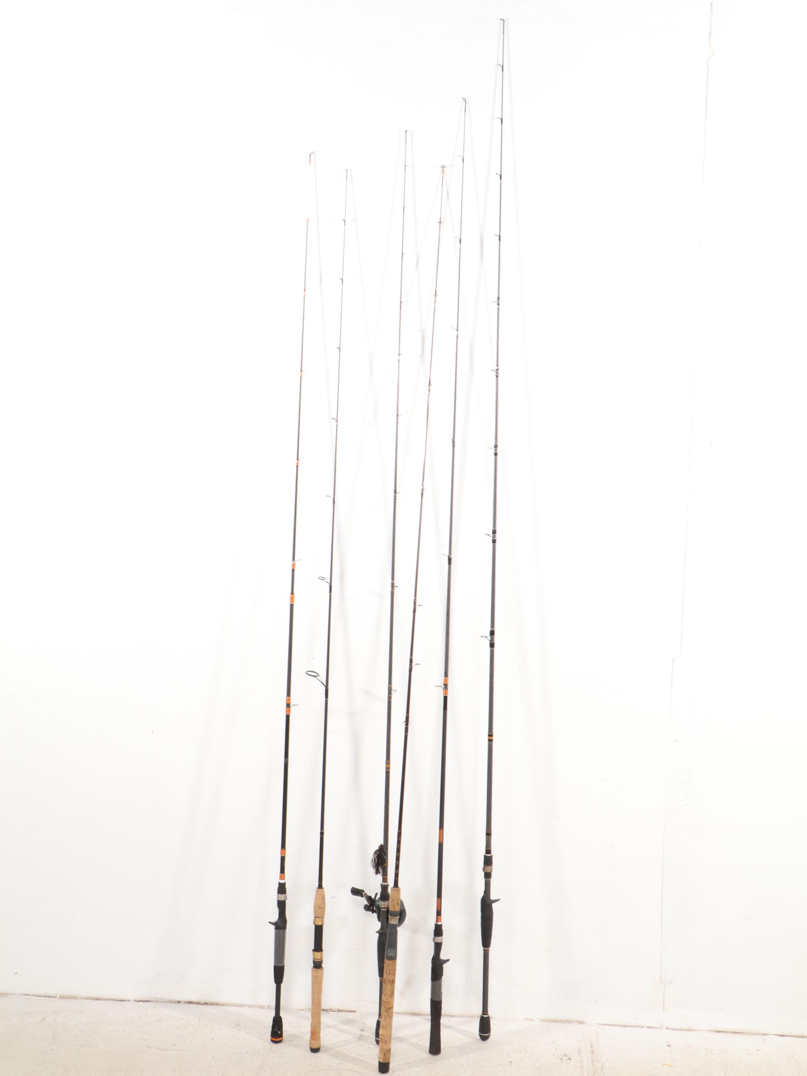 Zebco, Cabela and Other Pistol Grip Fishing Rods With Bass Pro Net