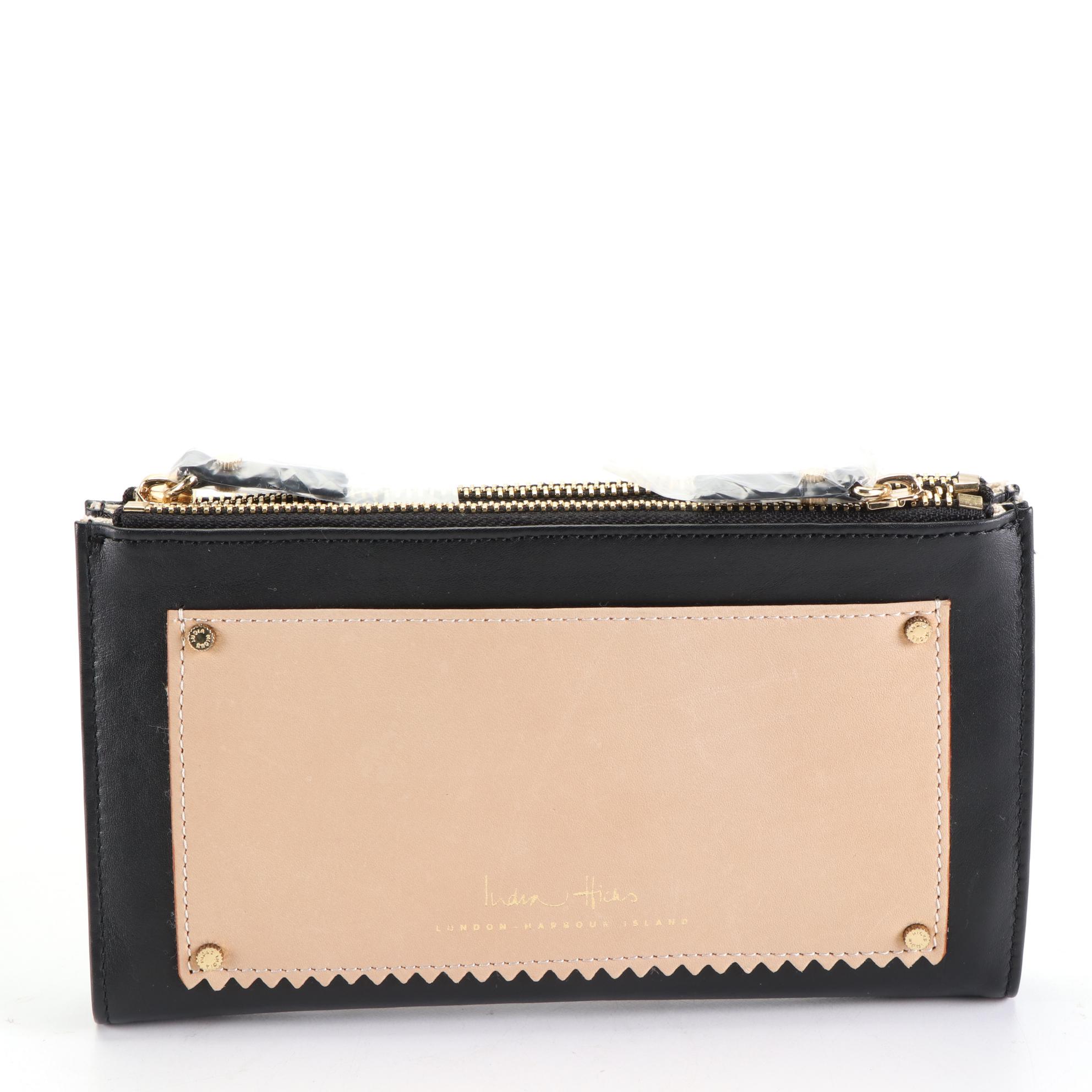 India Hicks Black Leather Crossbody Bag and Zipper Wallet with Box