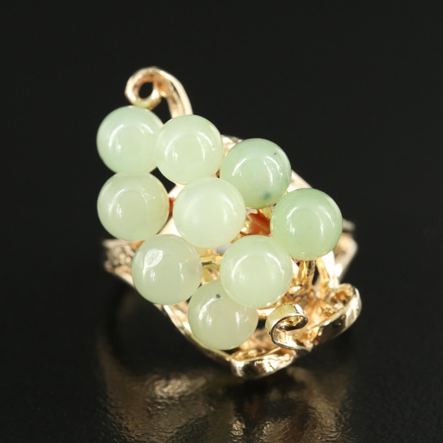 14K Nephrite Grape Cluster Ring