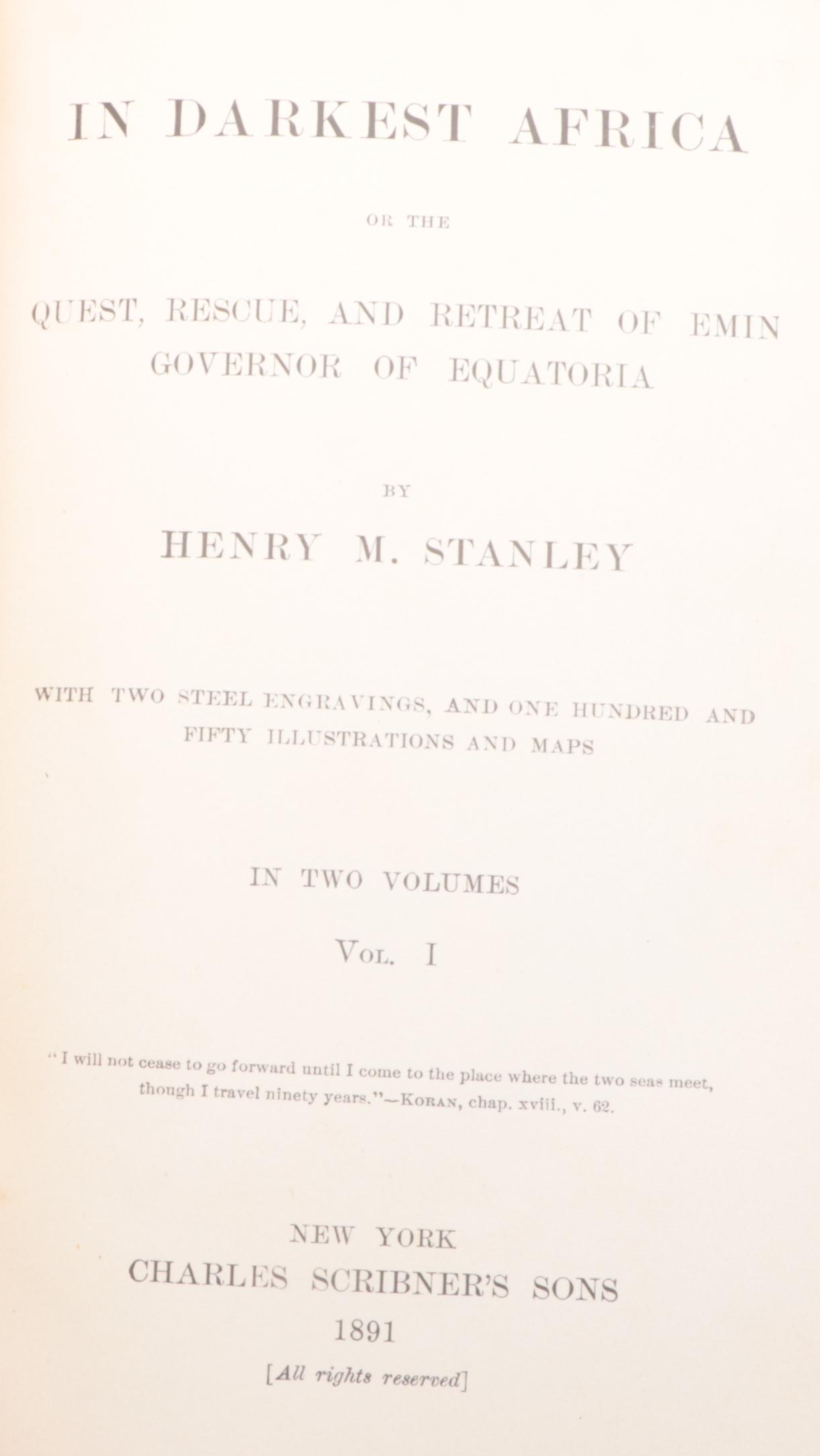 Illustrated "In Darkest Africa" Two-Volume Set by Henry M. Stanley, 1891