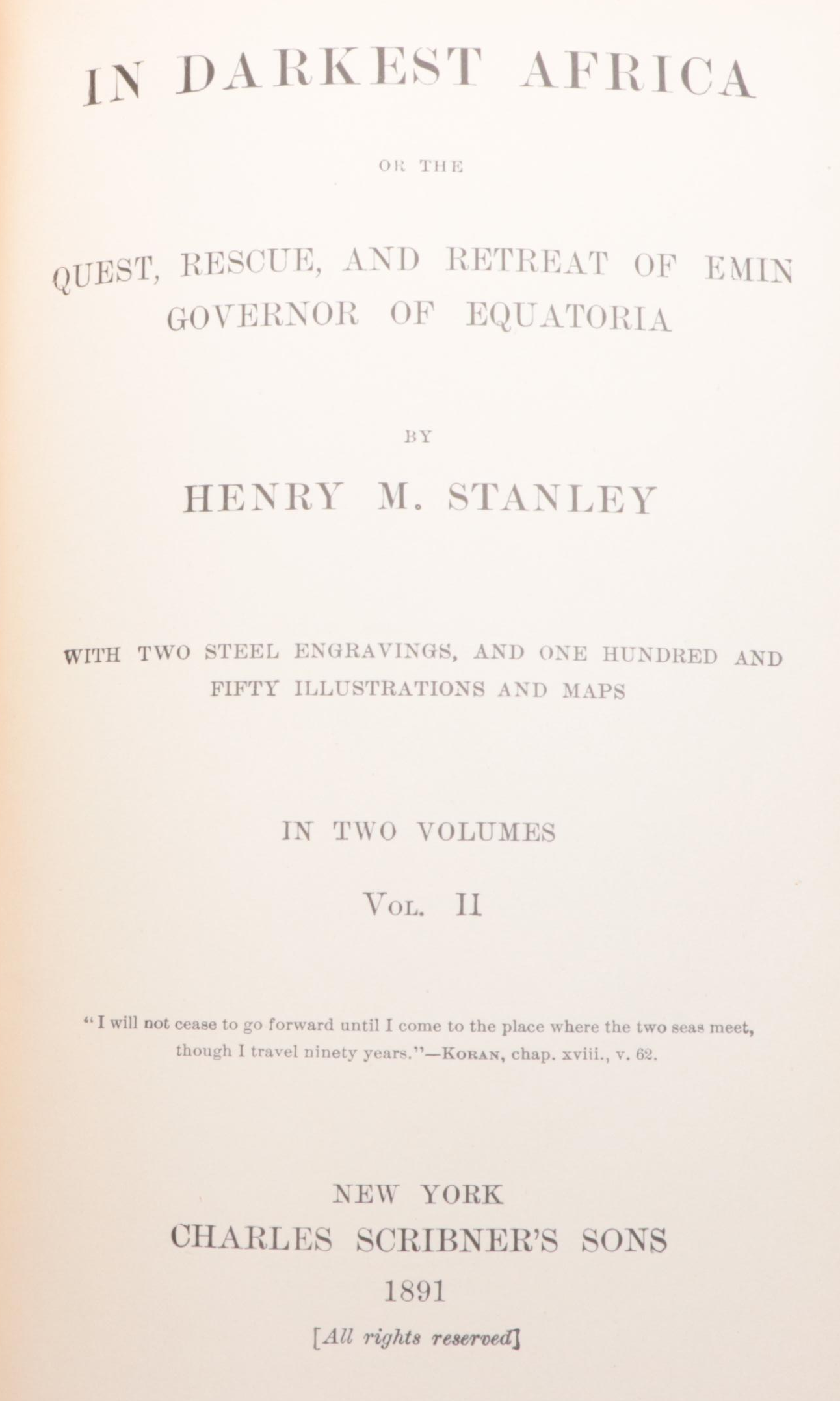 Illustrated "In Darkest Africa" Two-Volume Set by Henry M. Stanley, 1891