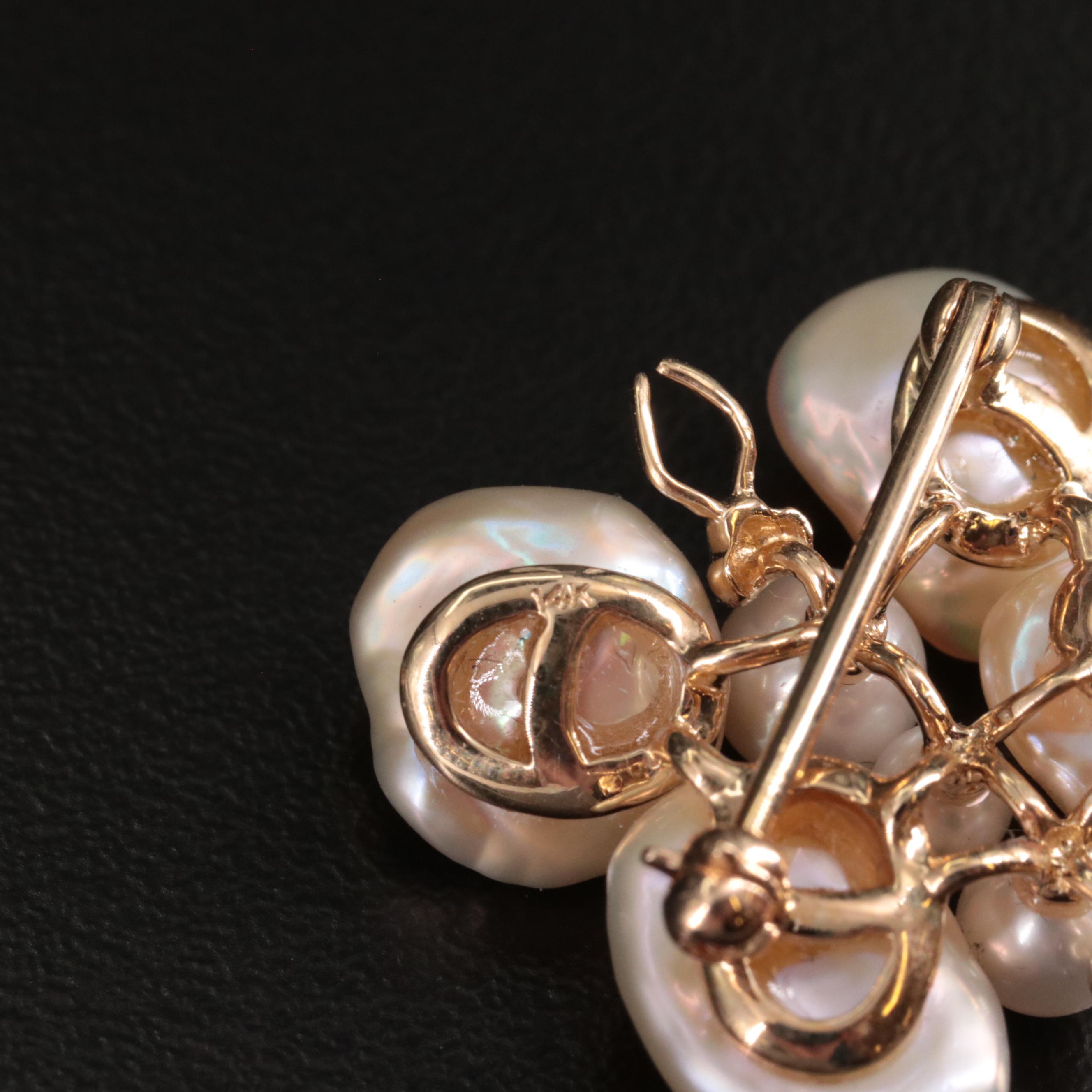 14K Cultured Pearl Butterfly Brooch