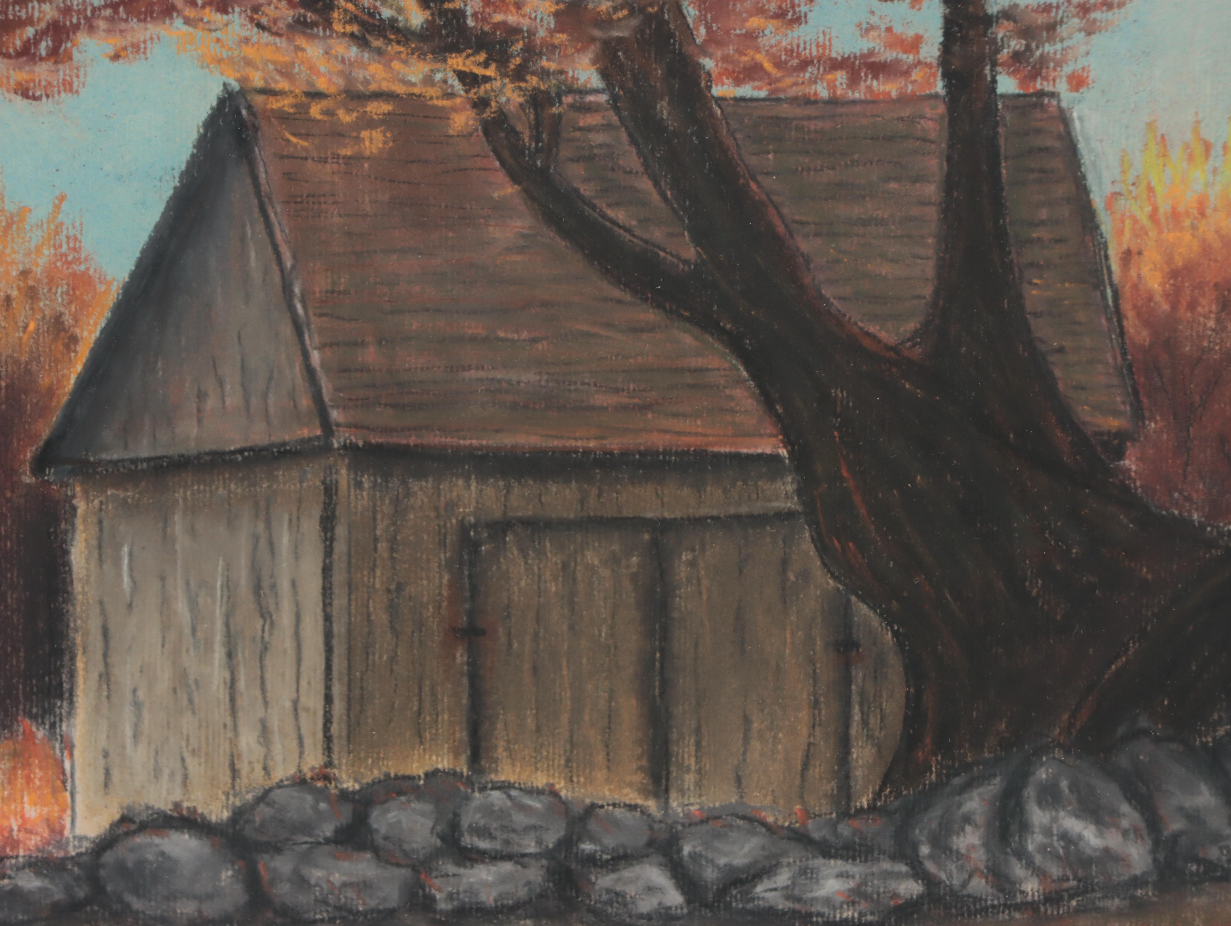 John B. Brown Pastel Drawing of Rural Landscape With Buggy, 1981