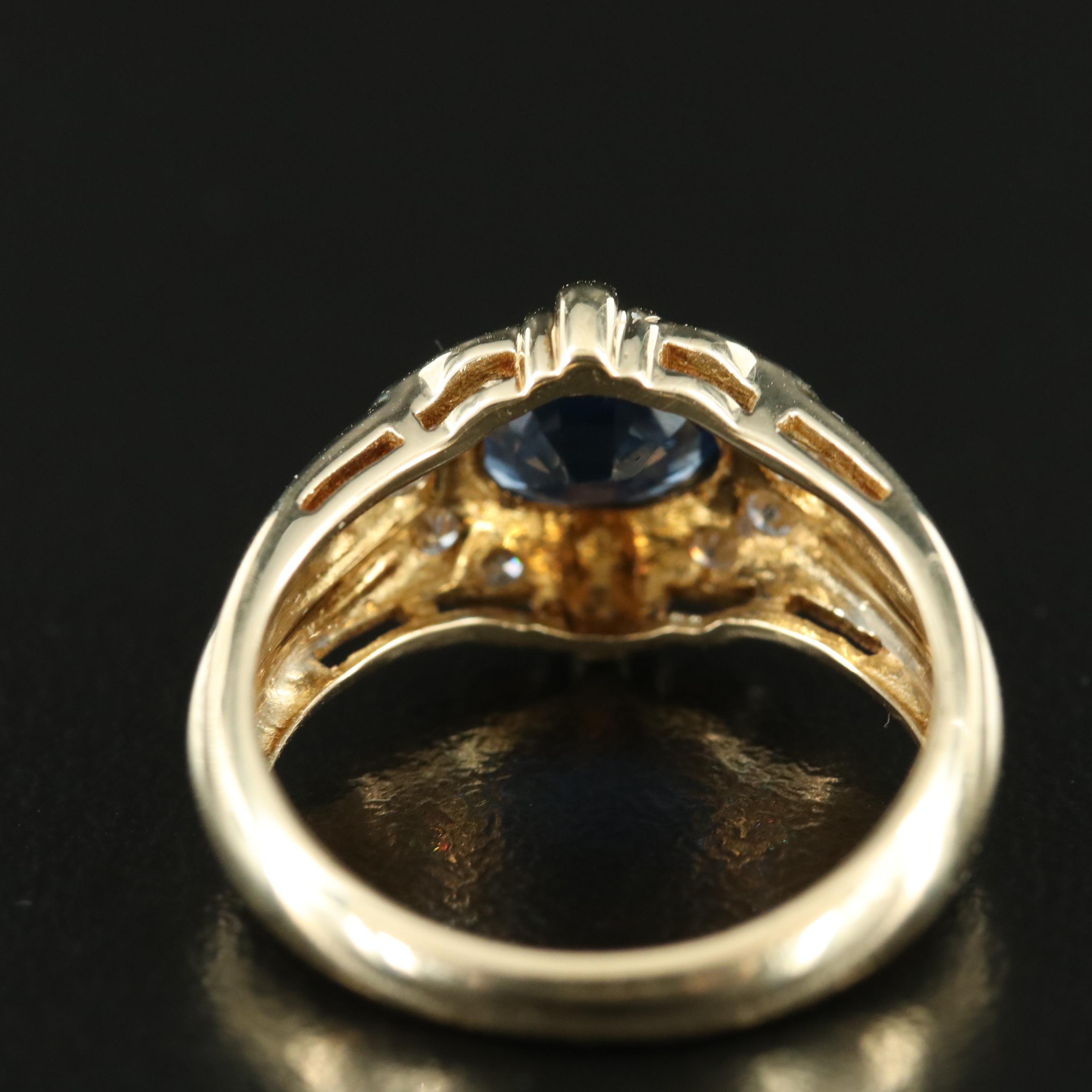 14K Sapphire and Diamond East-West Ring