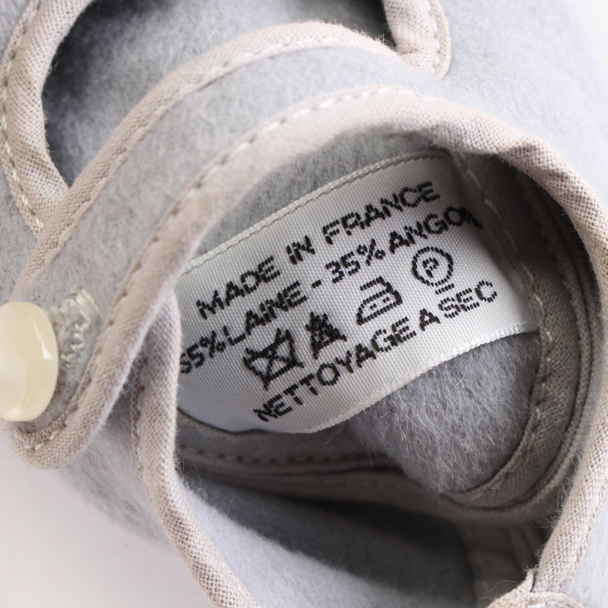 Hermès Embroidered Baby Booties in Wool/Angora with Box