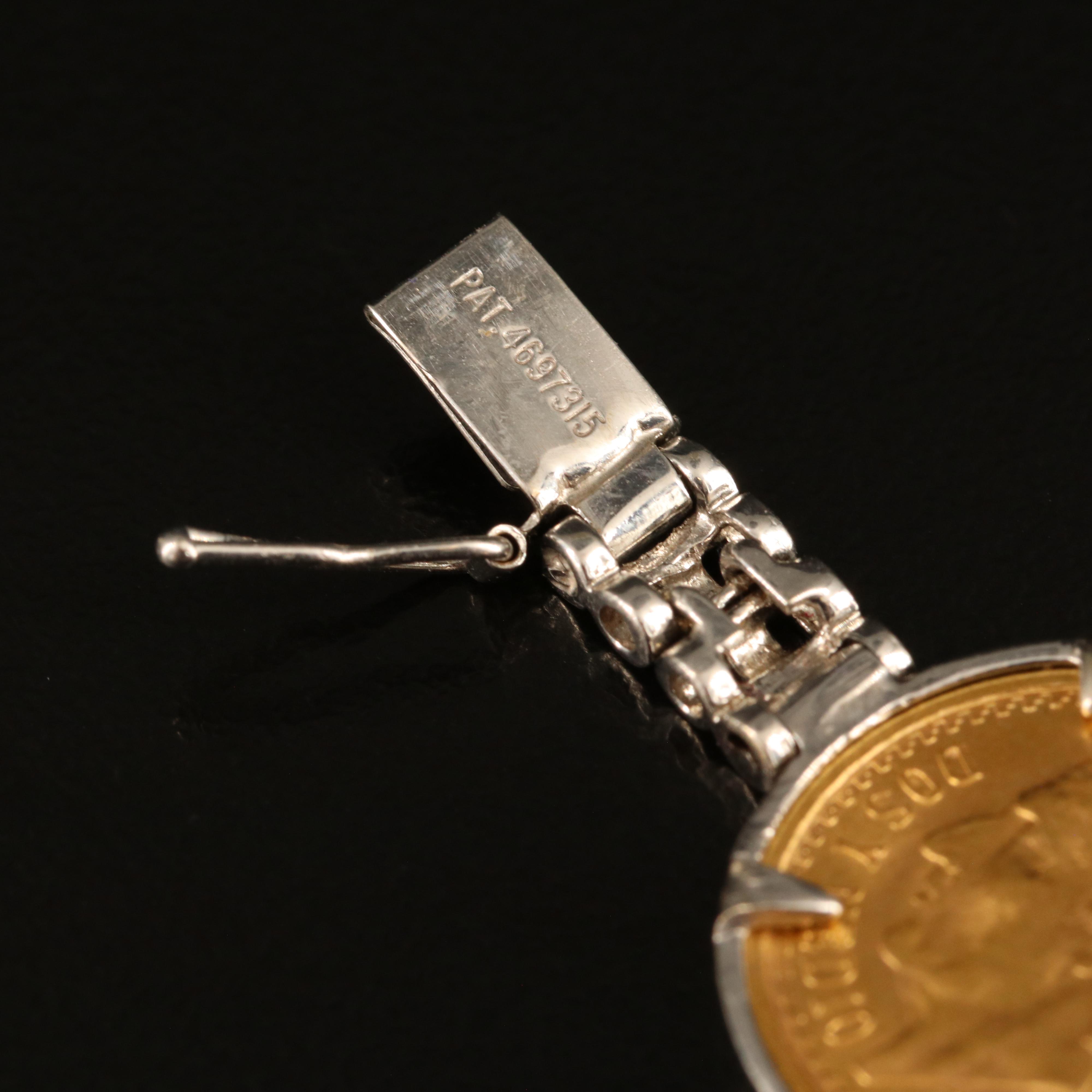 14K 0.46 CTW Diamond Bracelet with Mexican 2 1/2-Pesos Gold Coins