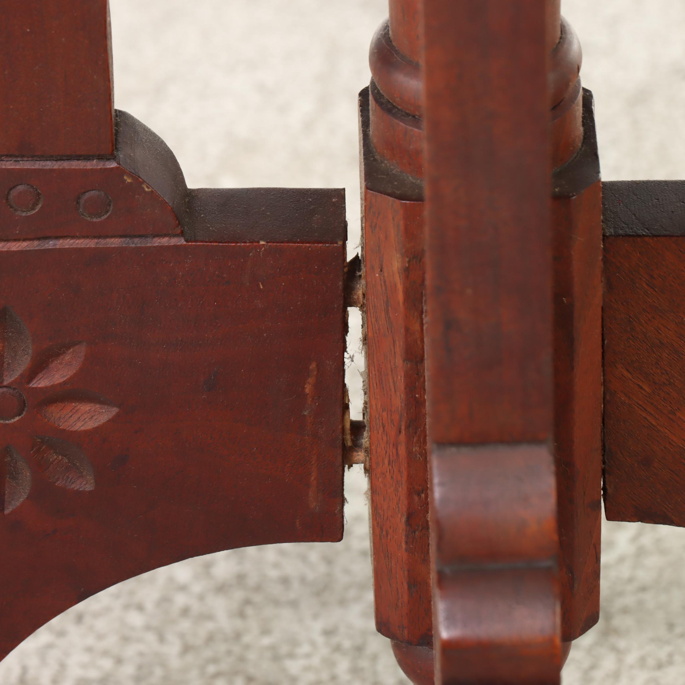 Victorian Eastlake Walnut and Marble Lamp Table, Late 19th Century