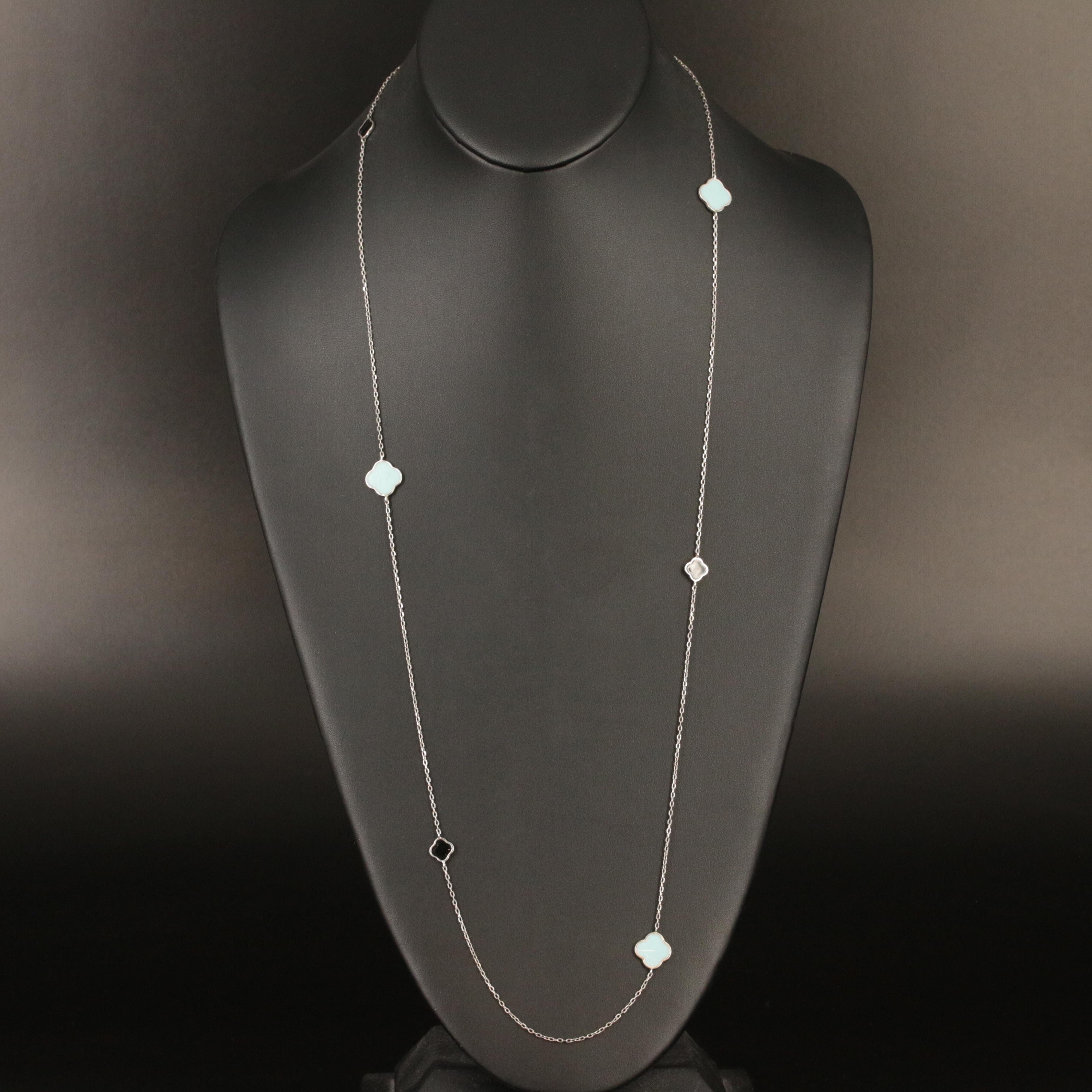 Sterling Enamel Station Necklace