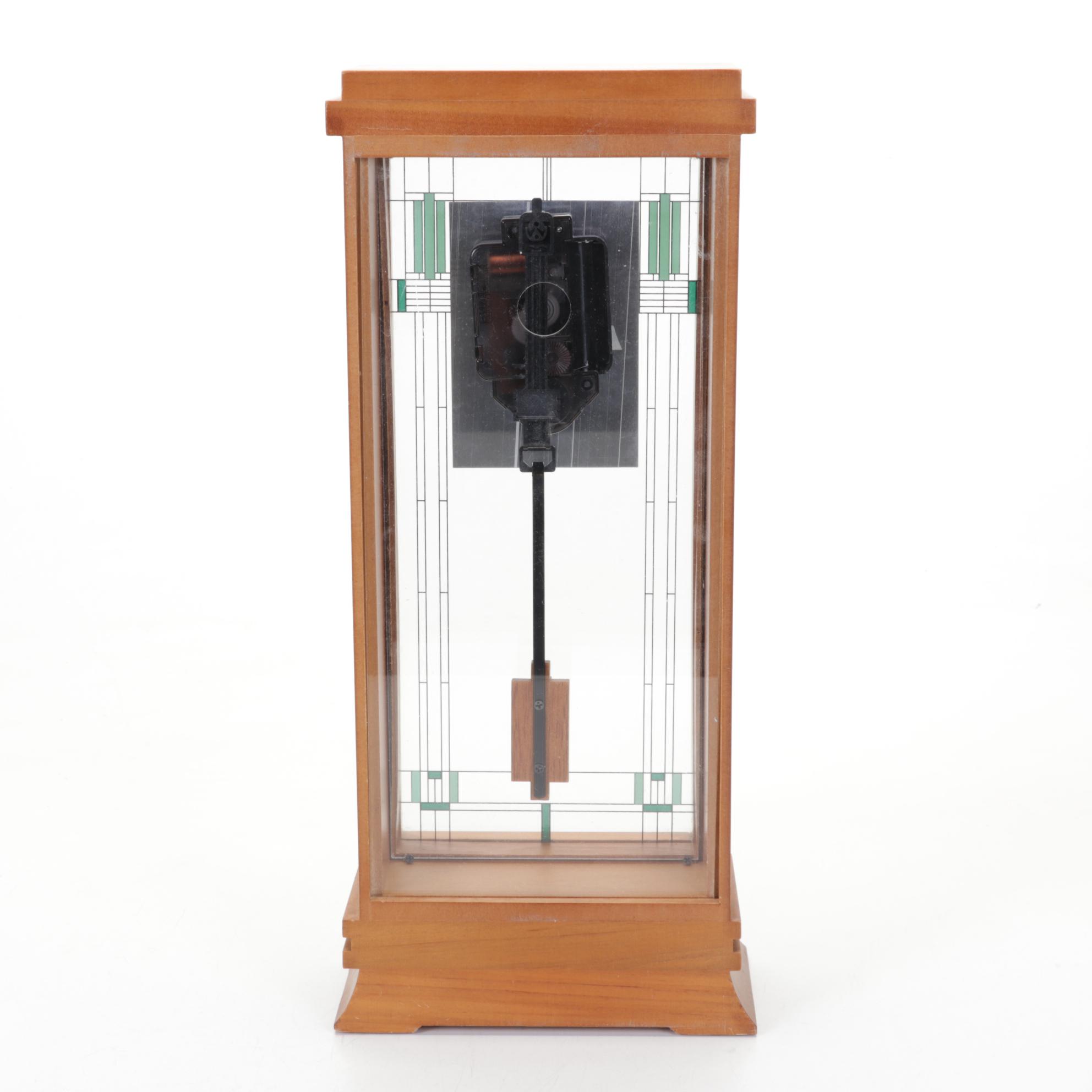 Frank Lloyd Wright "Willits" Walnut Quartz Mantel Clock by Bulova
