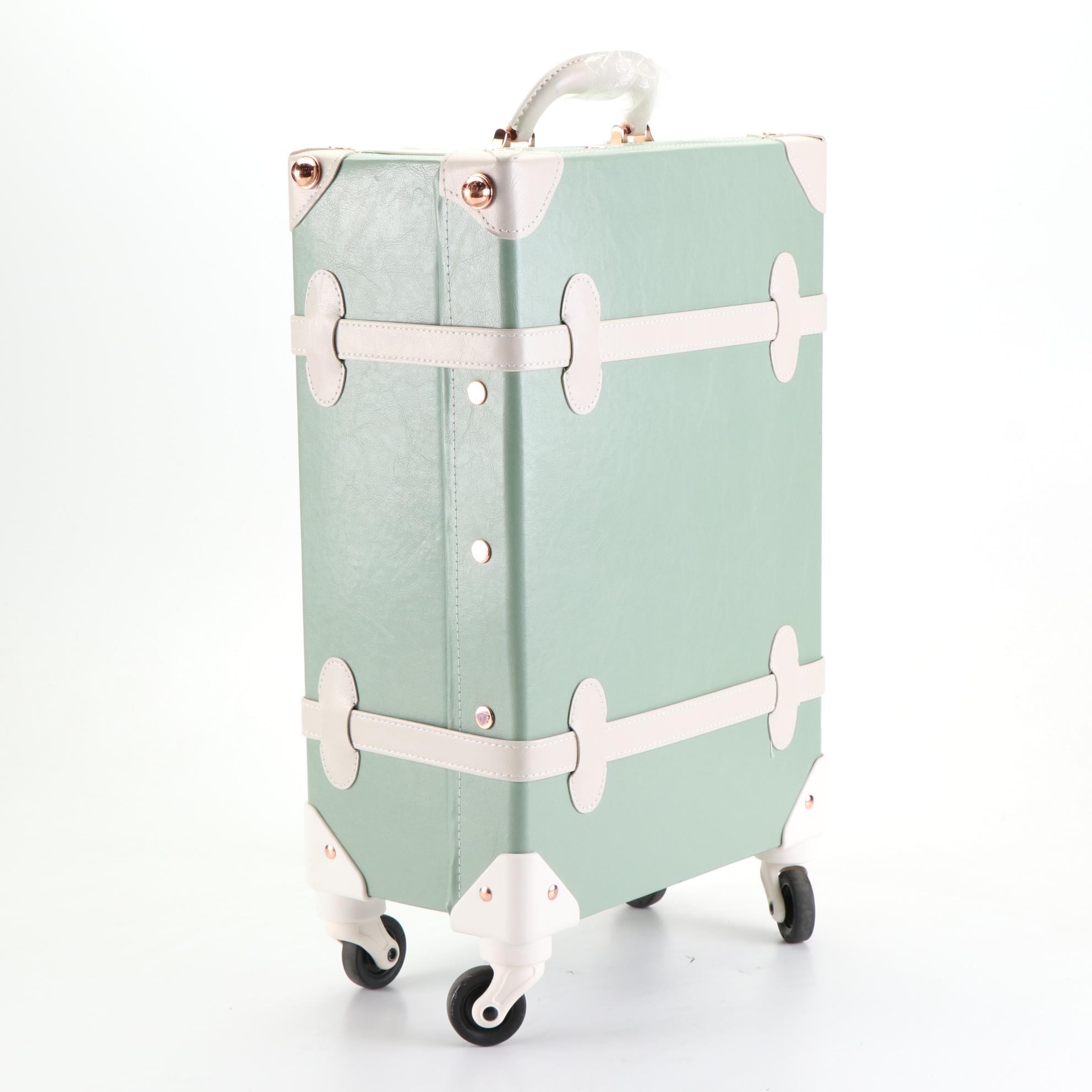 Uniwalker Vintage Look 20" Trolley Suitcase and 12" Train Case Luggage Set