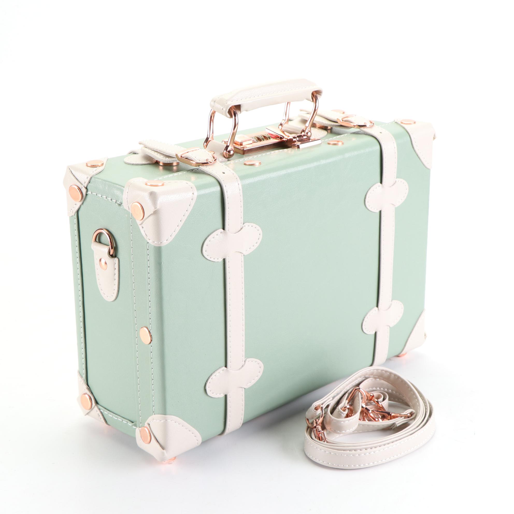 Uniwalker Vintage Look 20" Trolley Suitcase and 12" Train Case Luggage Set