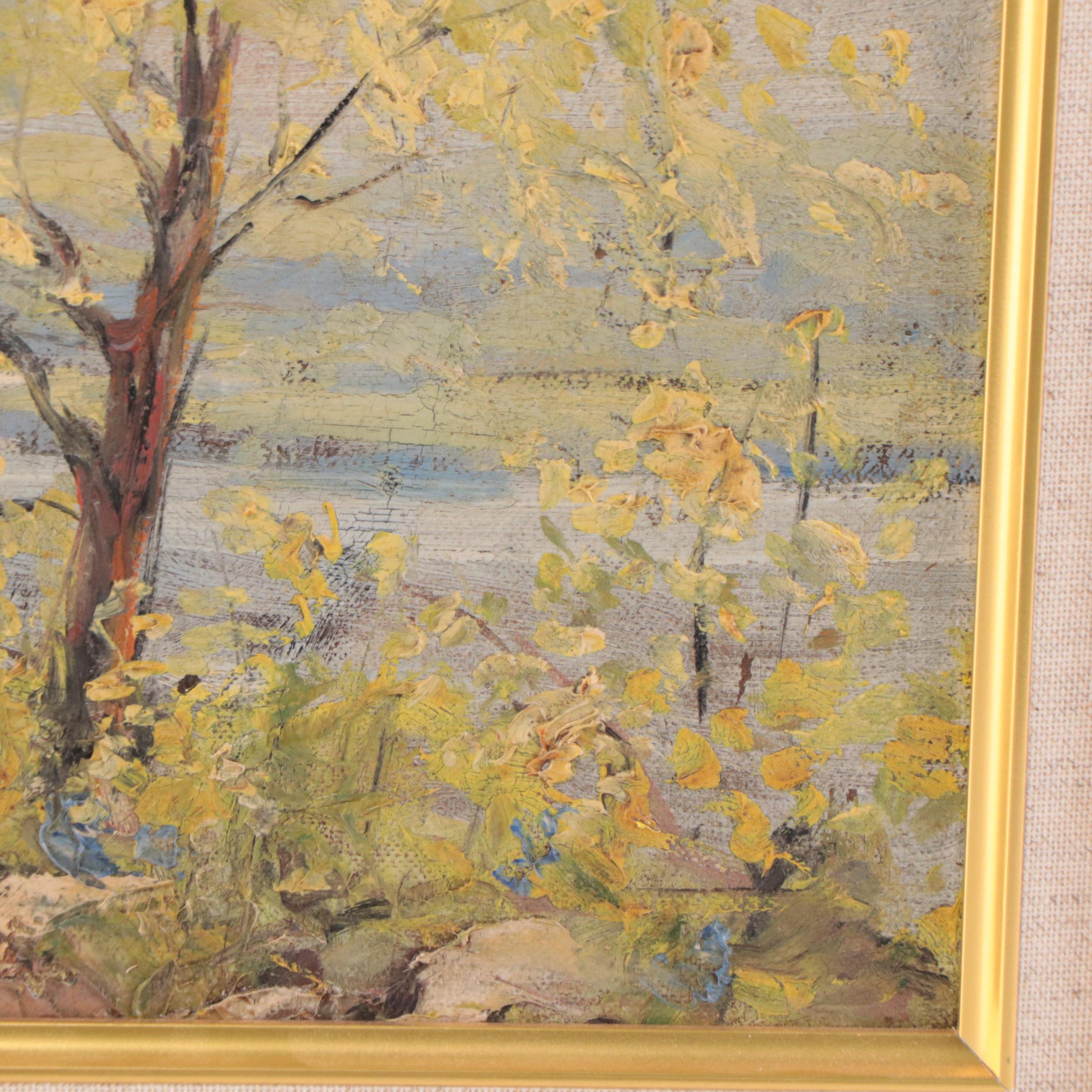 Matthew Kalmenoff Woodland Oil Painting, 1940