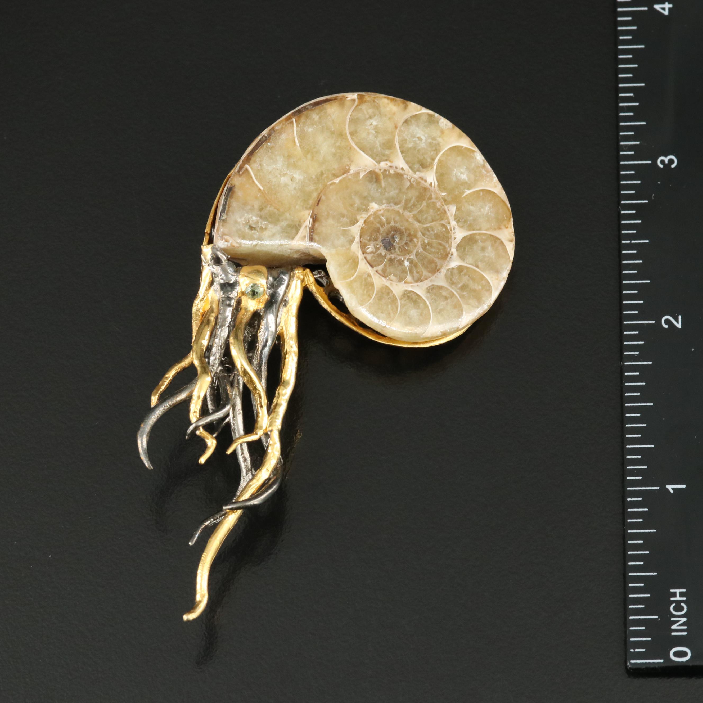 Sterling Ammonite Brooch