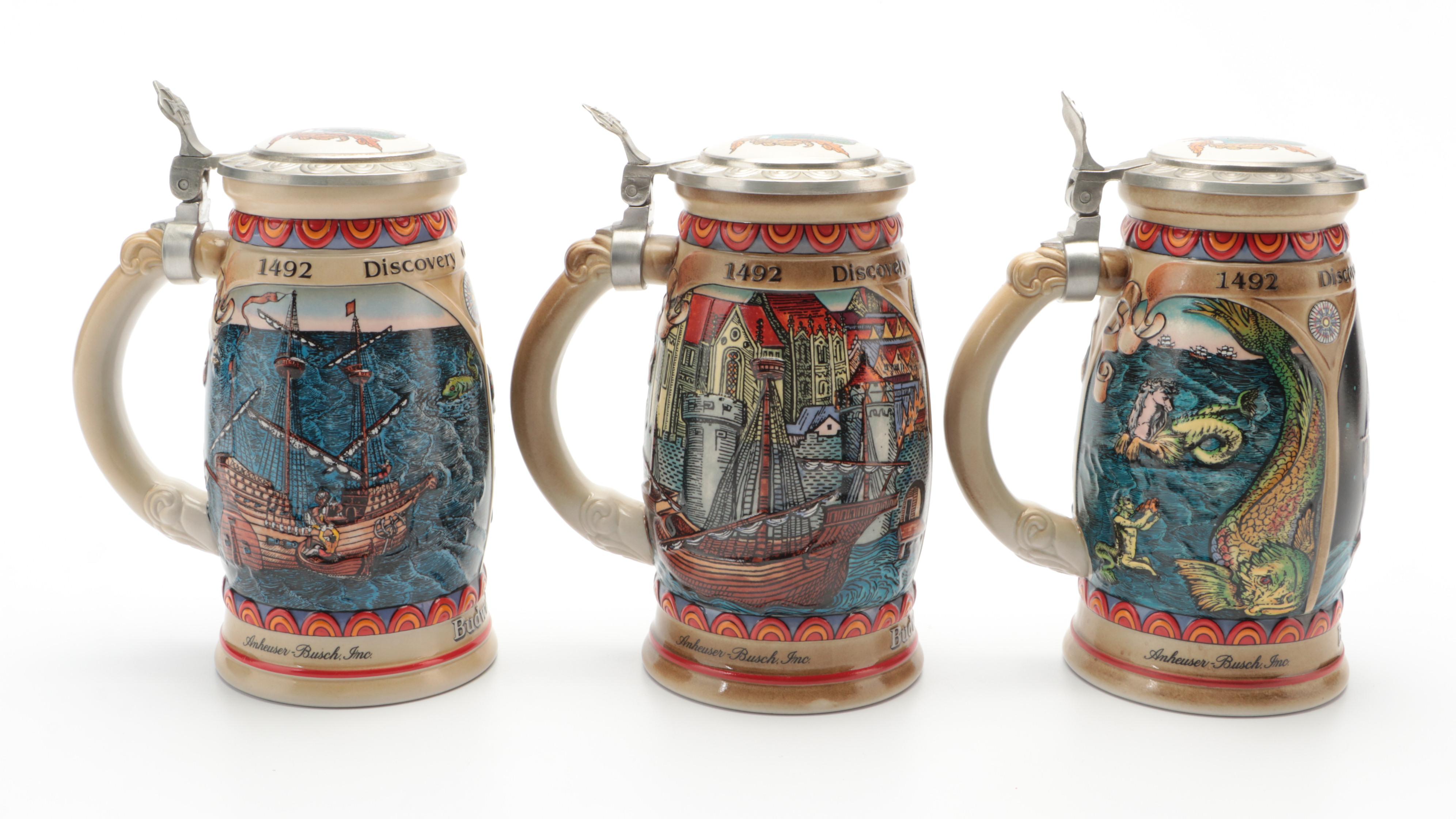 Anheuser-Busch "Discover America" Collective Ceramic Steins, 1992