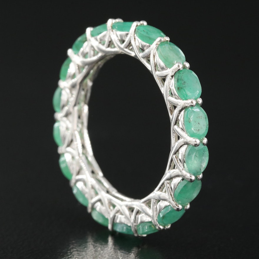 Sterling Emerald Eternity Band