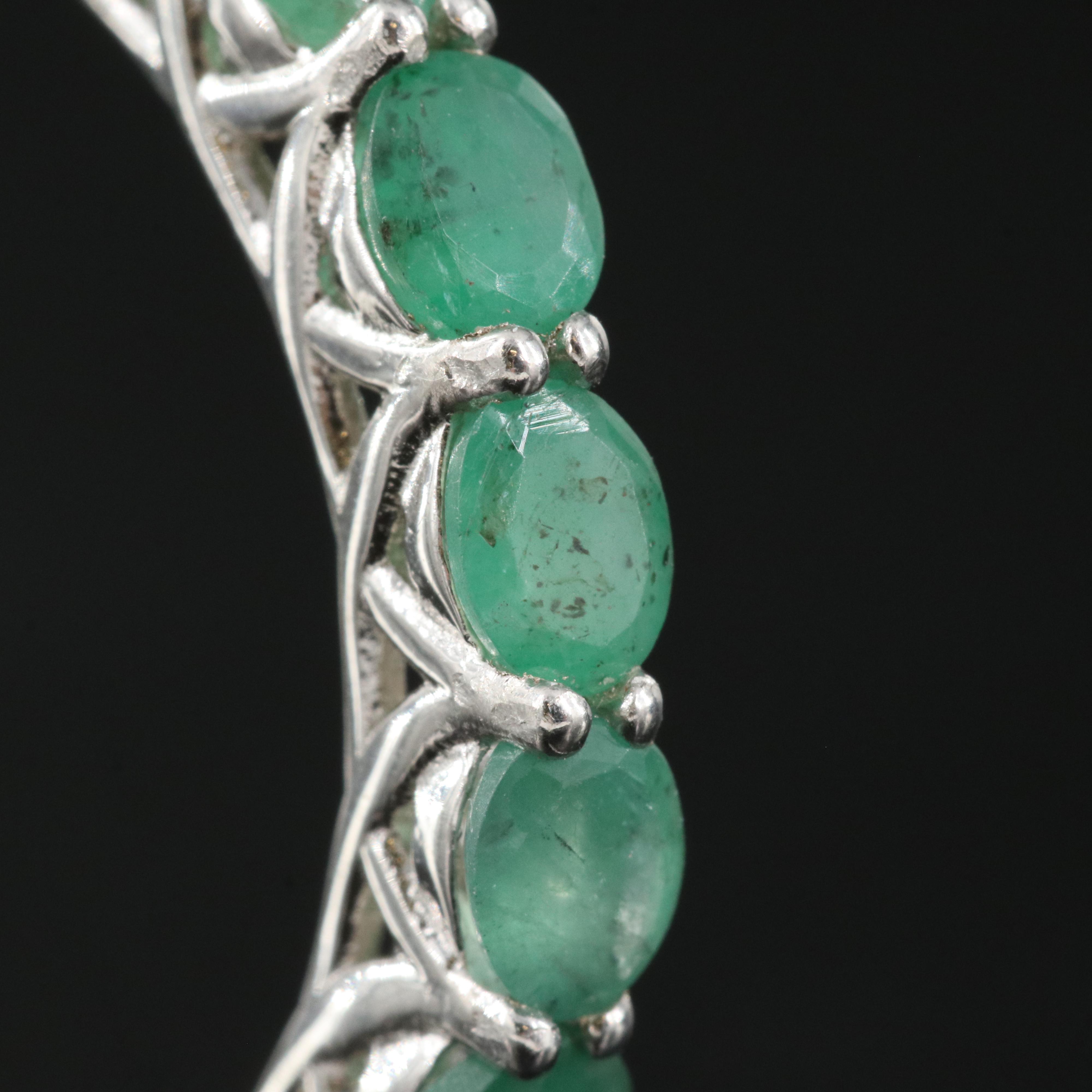 Sterling Emerald Eternity Band