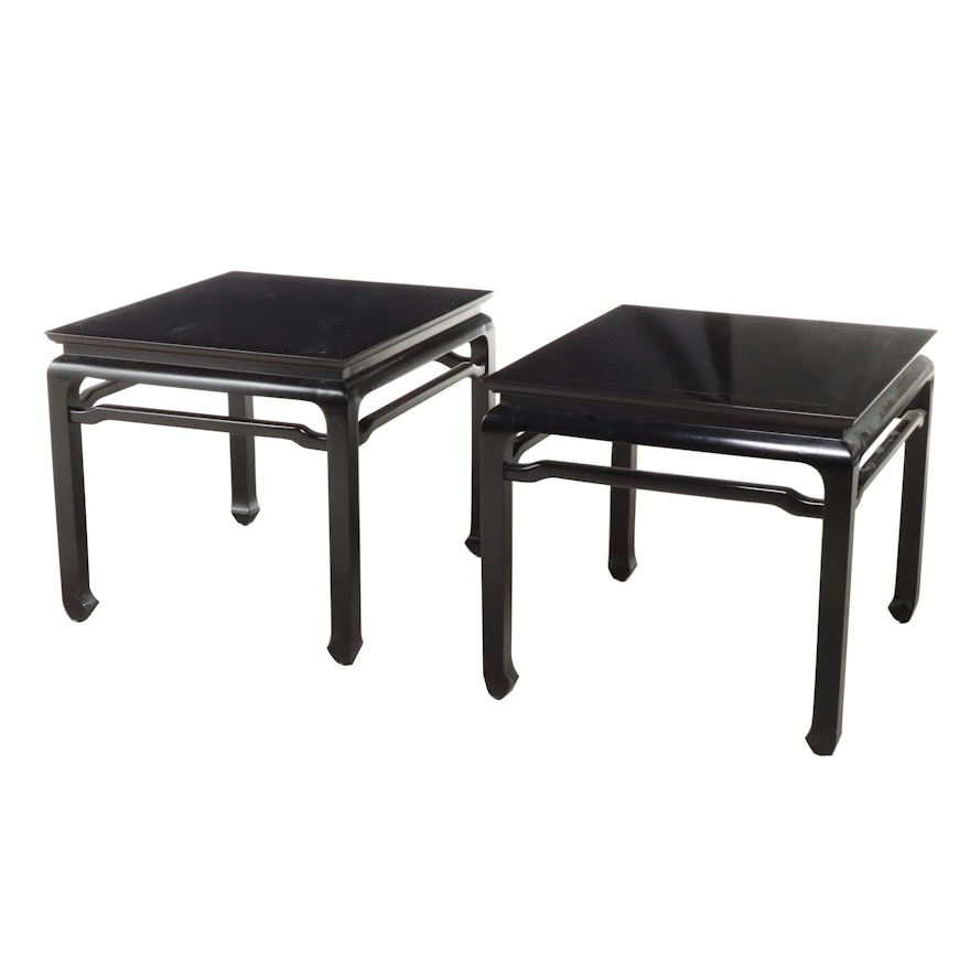 Pair of Chinese Style Ebonized Side Tables