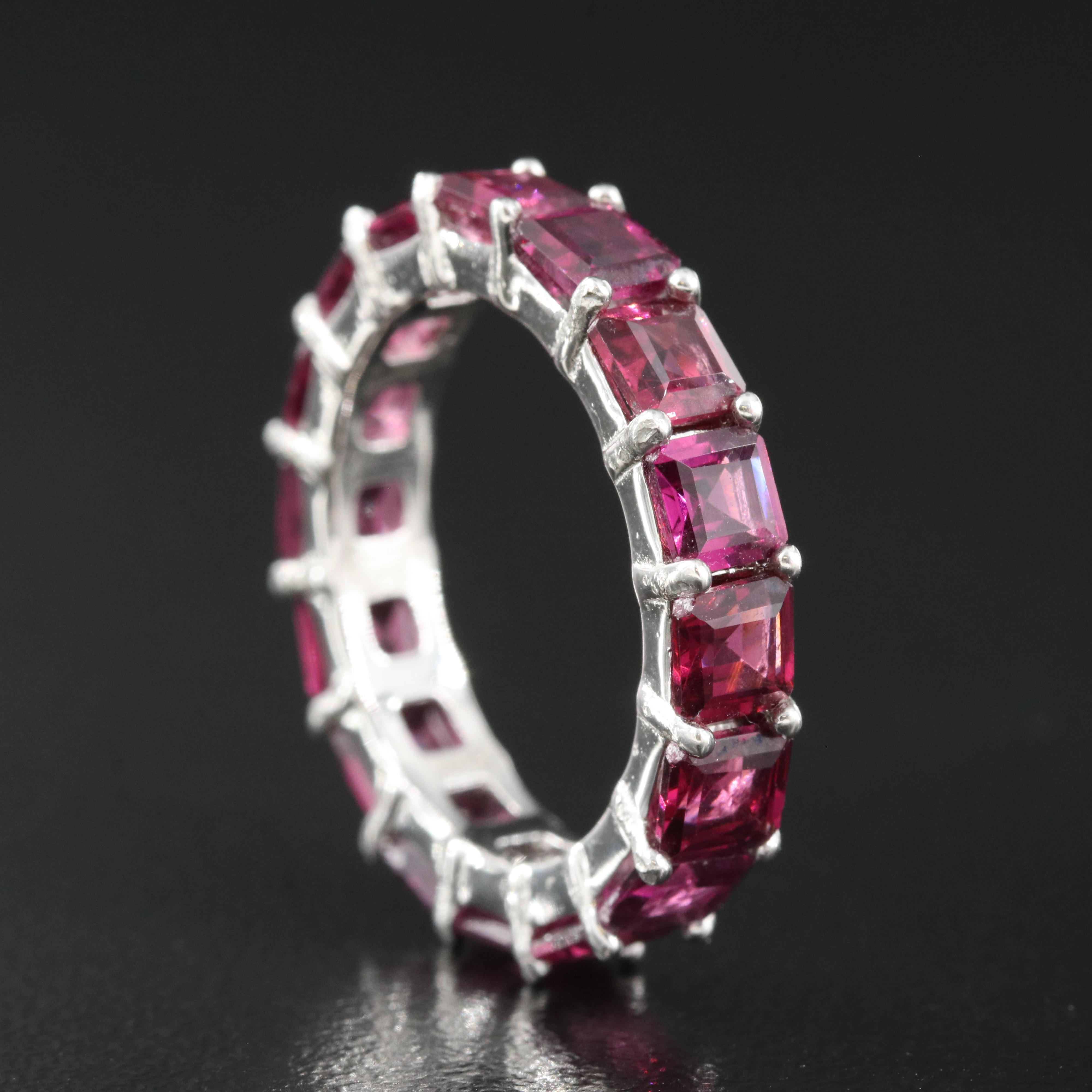Sterling Rhodolite Garnet Eternity Band