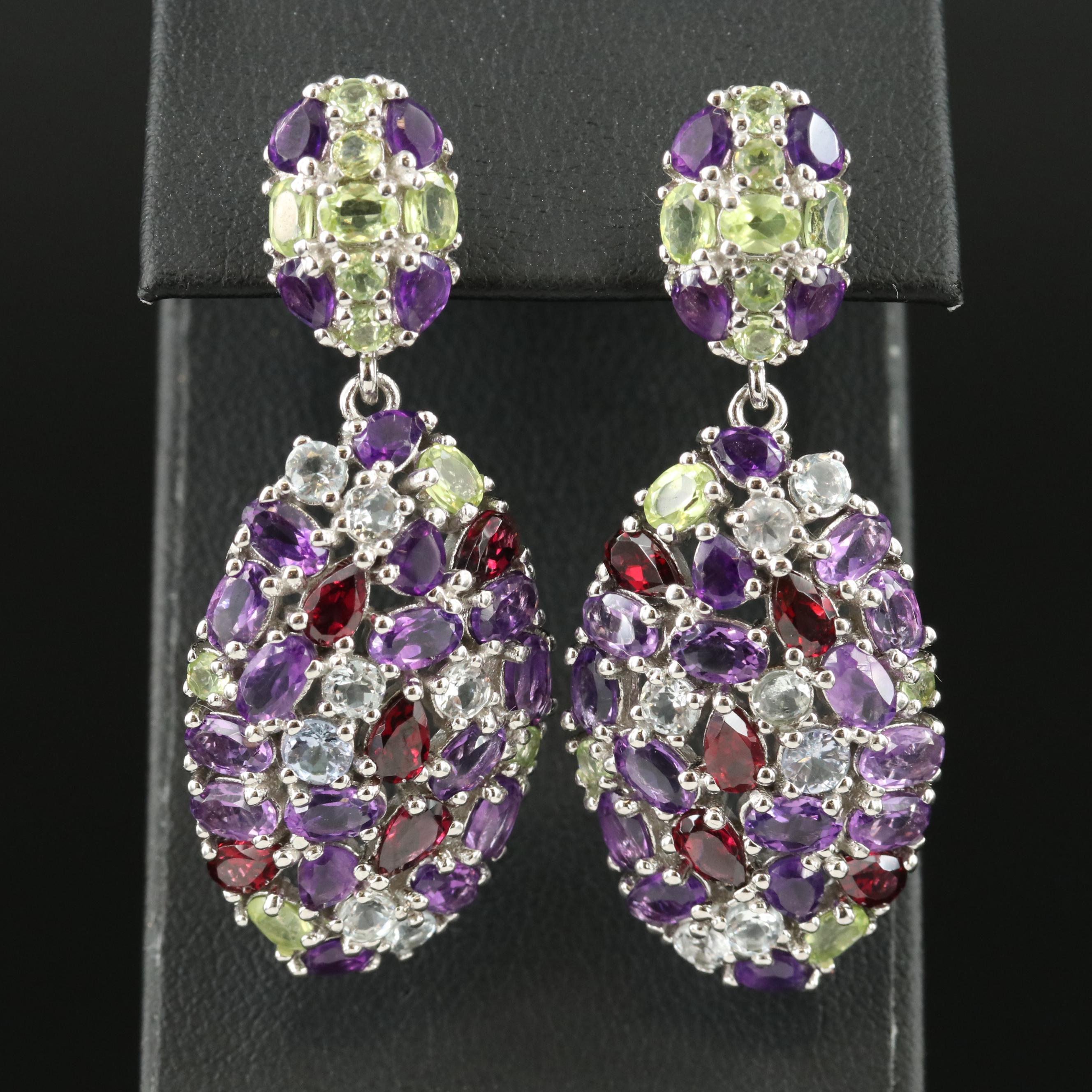 Sterling Gemstone Pendulum Earrings