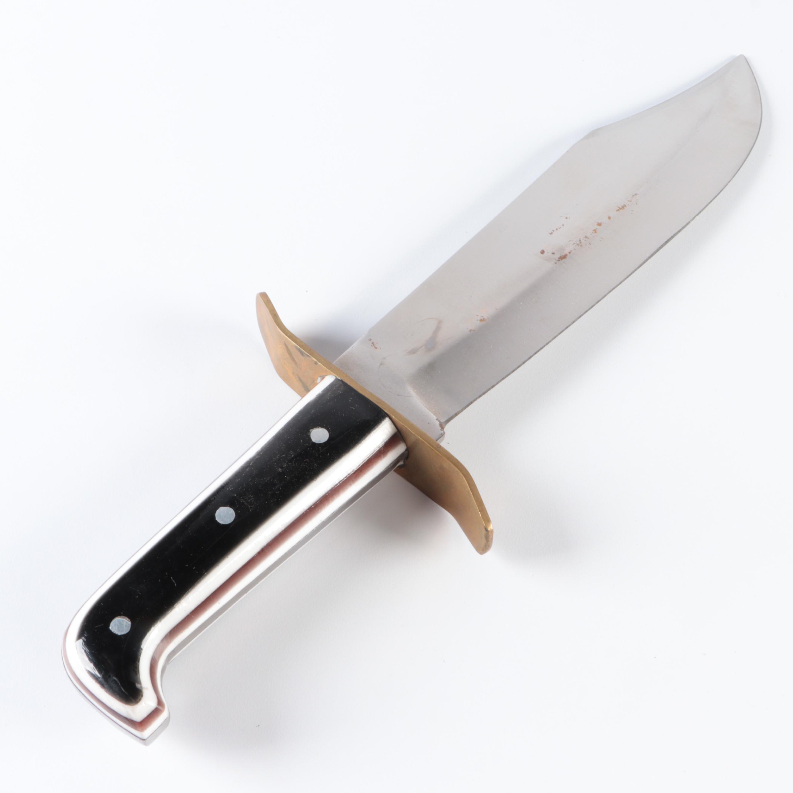 Stainless Steel Bowie Knife with Leather Sheath
