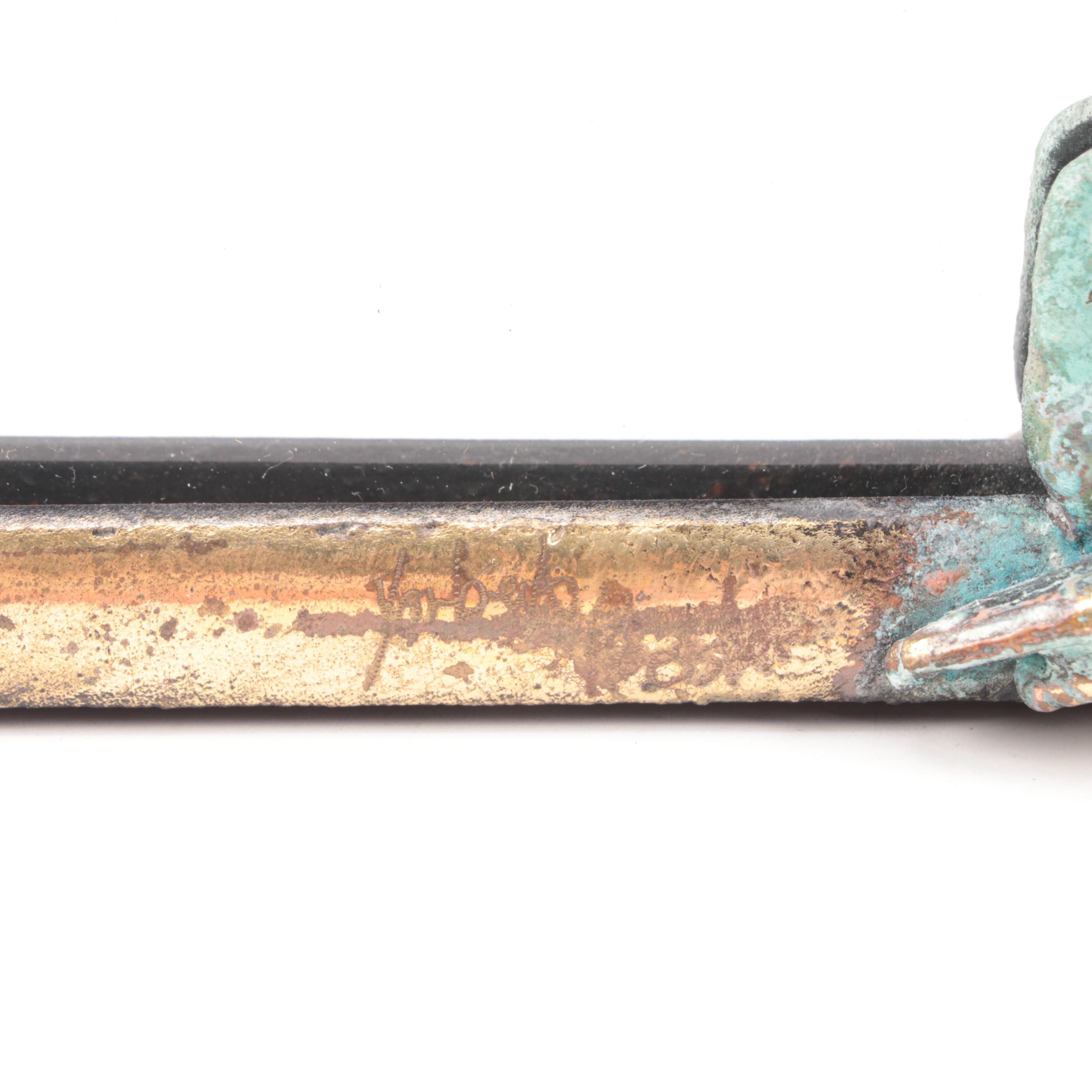 Mid Century Modern Brutalist Boy and Girl Figurines and Embellished Mirror