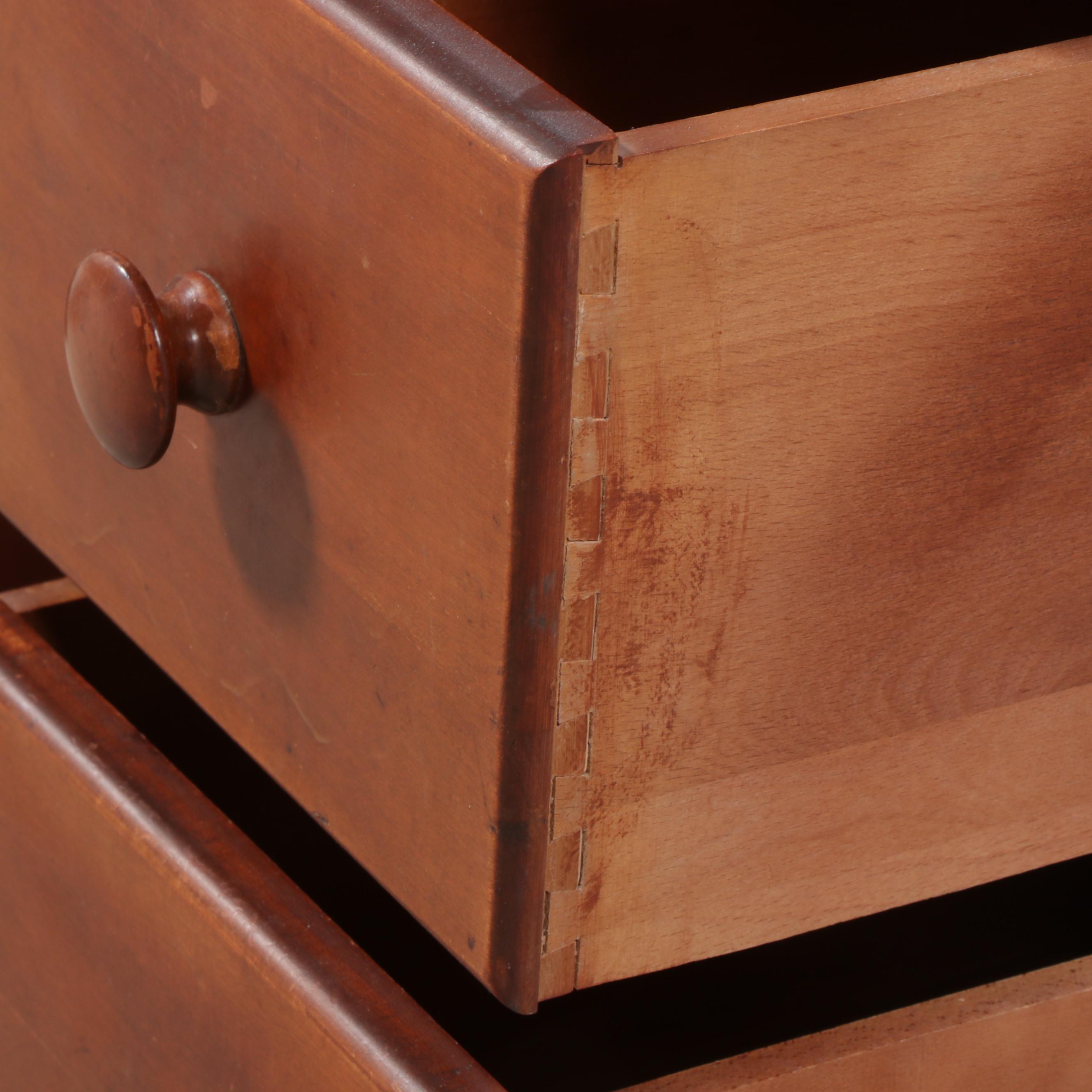 American Colonial Style Maple Vanity Table with Mirror and Seat