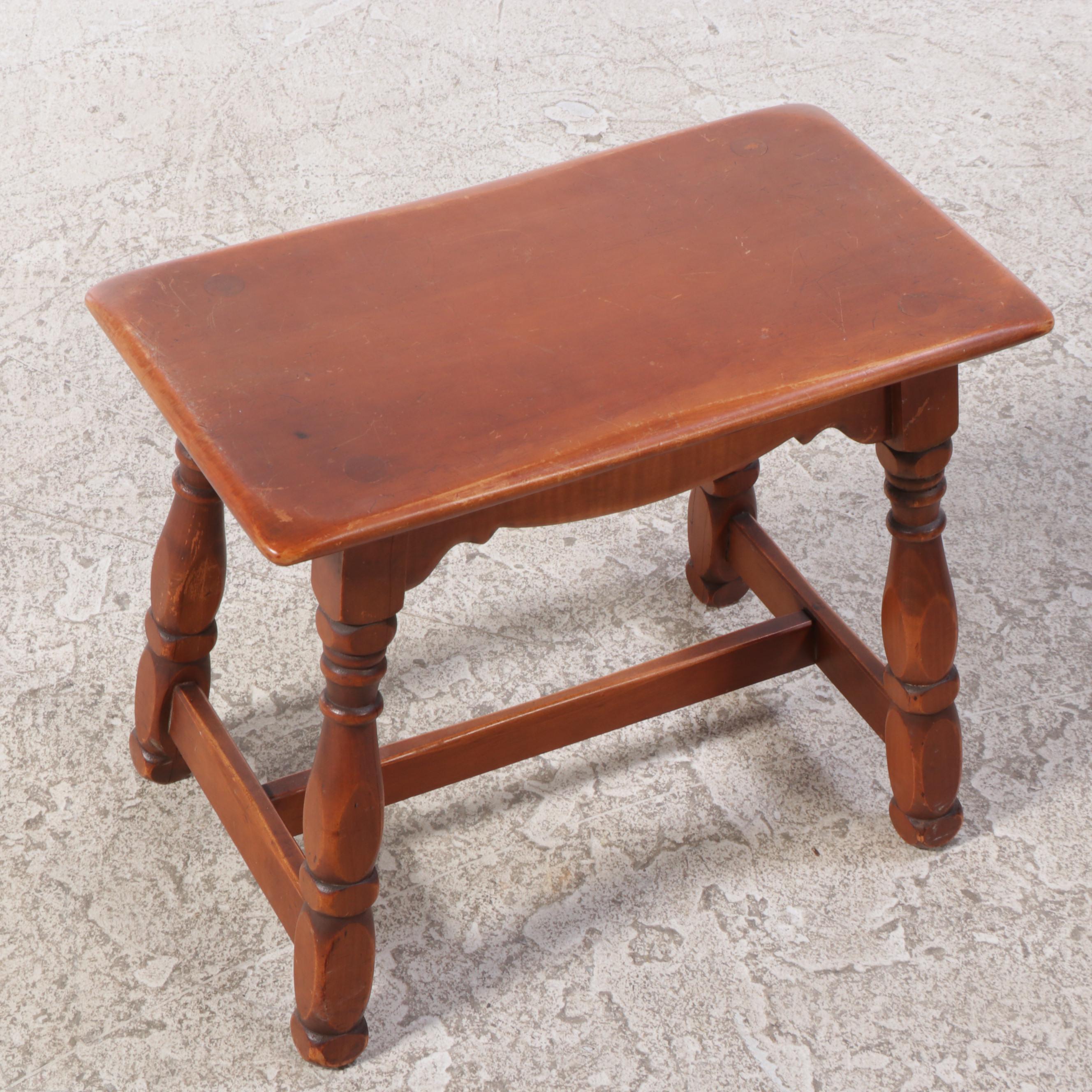 American Colonial Style Maple Vanity Table with Mirror and Seat