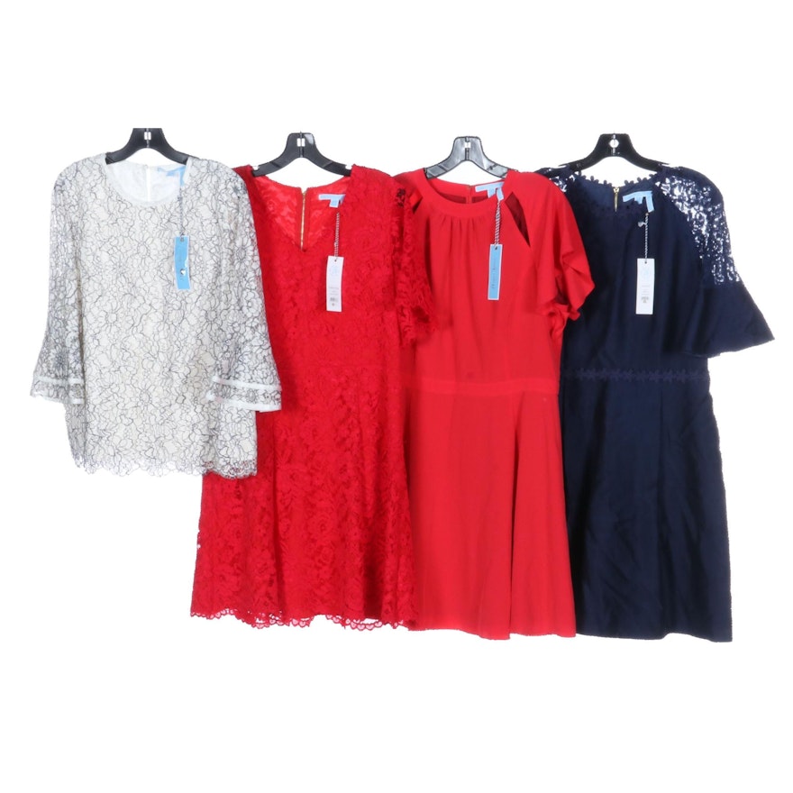 Draper James Short Sleeve Dresses with 3/4 Sleeve Lace Top