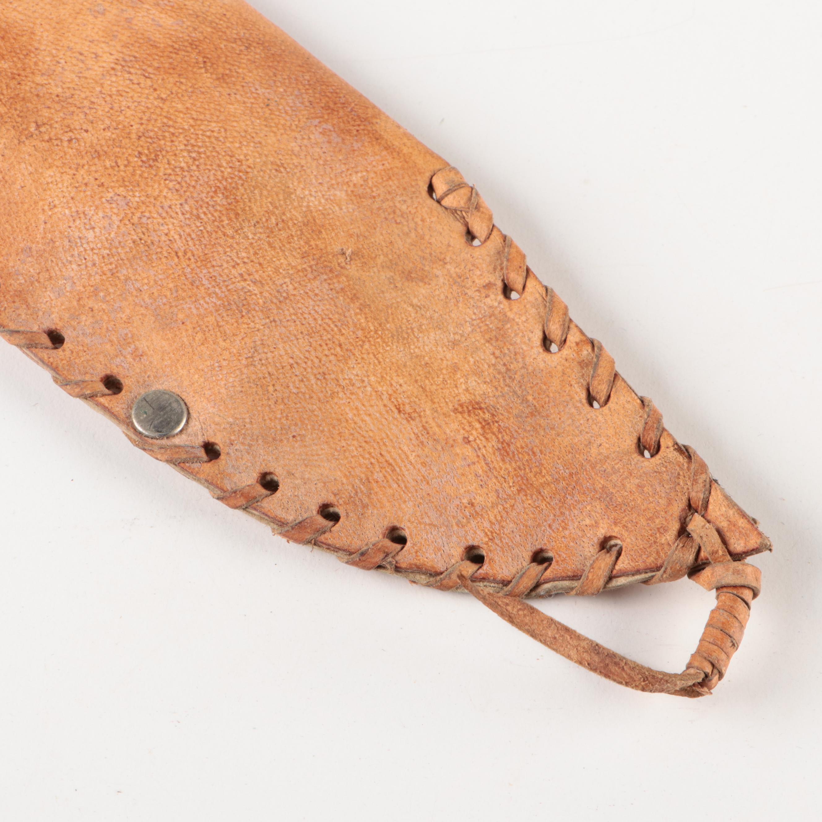 Stainless Steel Bowie Knife with Dagger and Leather Scabbard