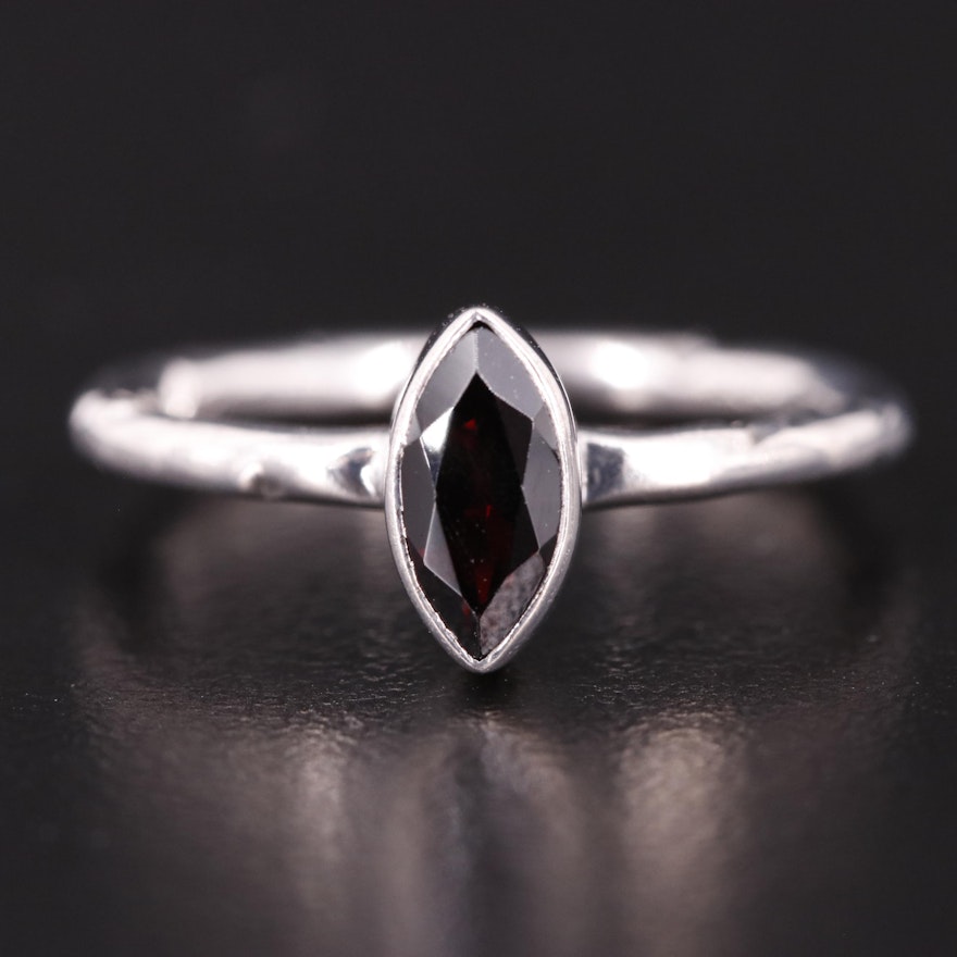 Sterling Garnet Solitaire Ring