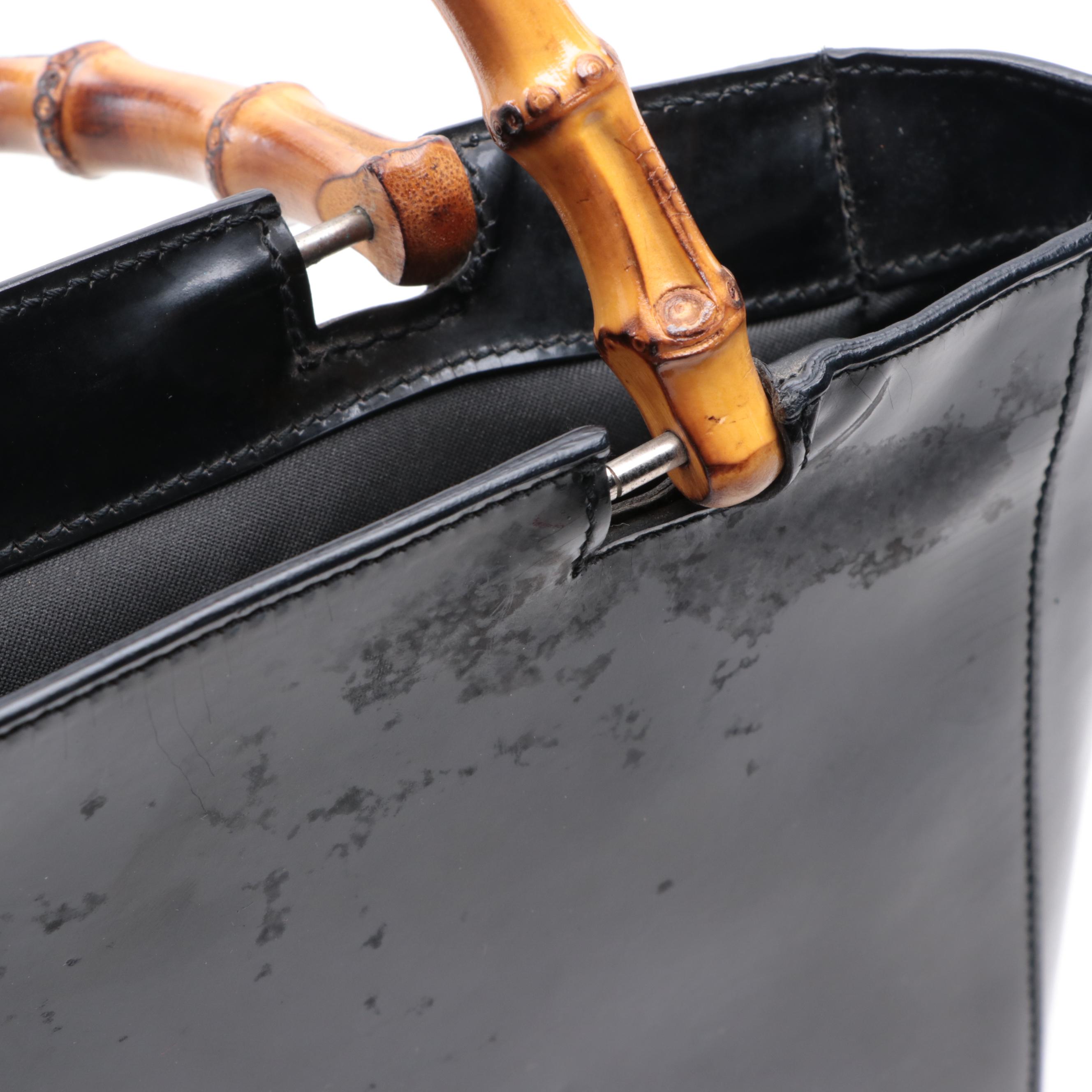 Gucci Bamboo Top Handle Bag in Patent Leather