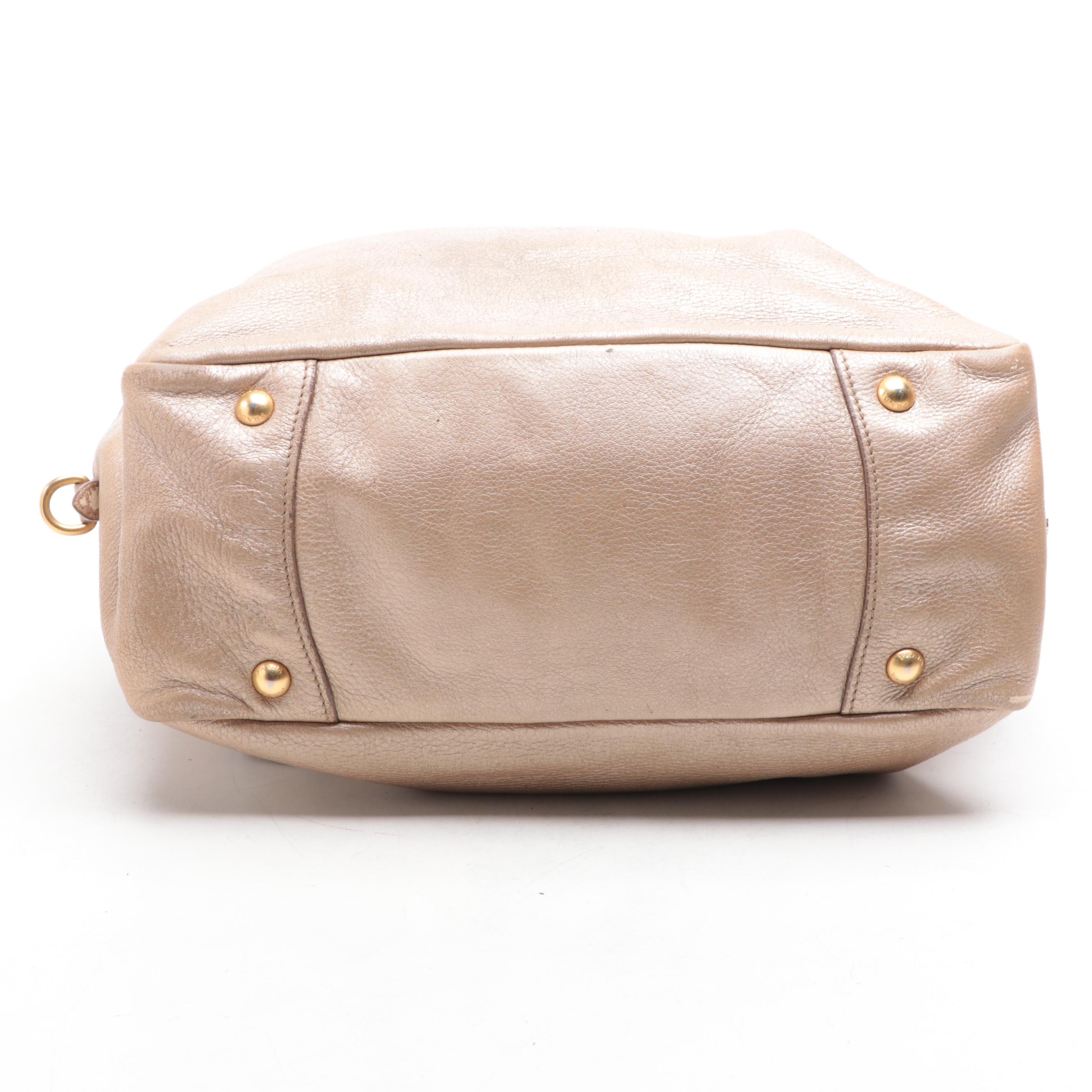 Prada Top Handle Handbag in Metallic Leather