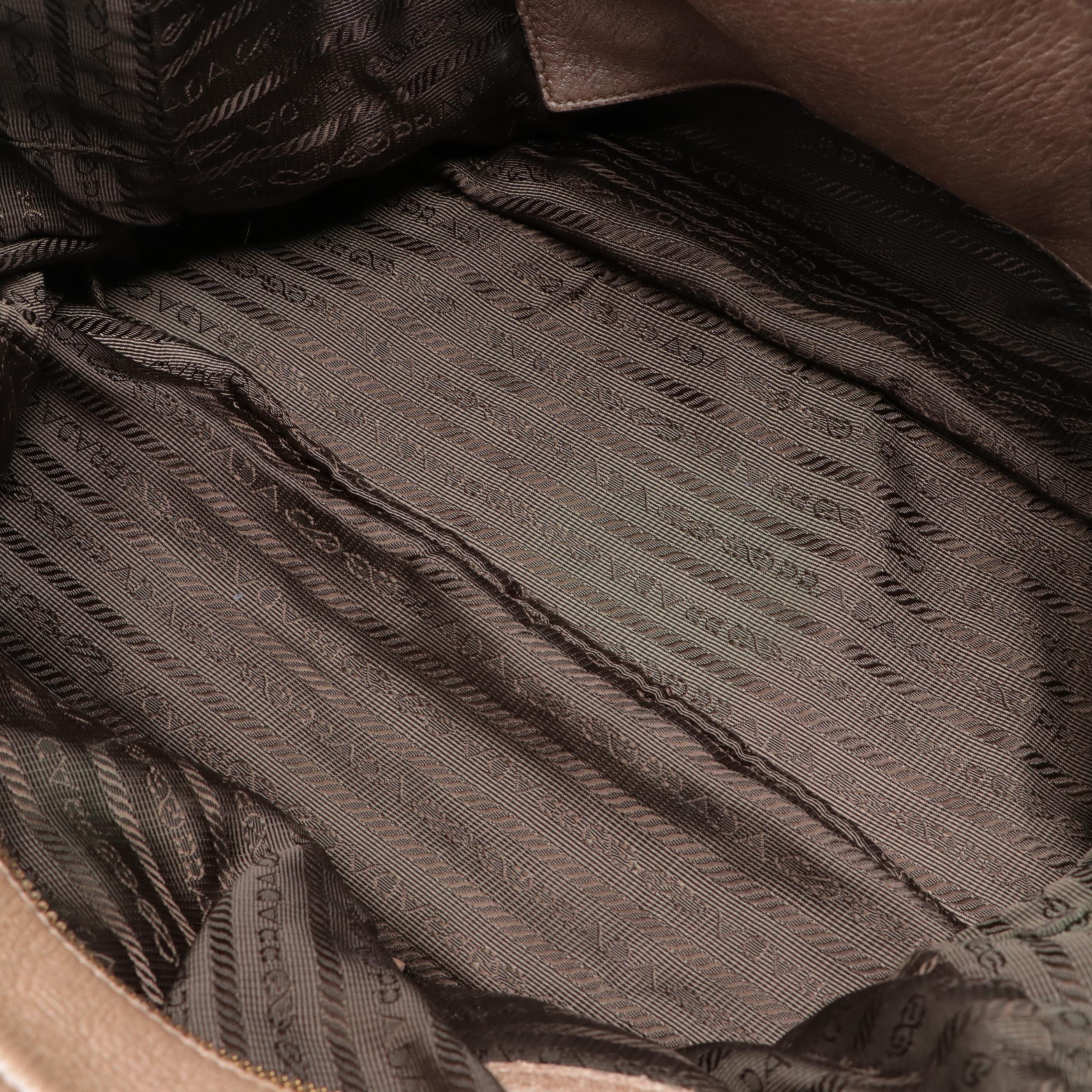 Prada Top Handle Handbag in Metallic Leather