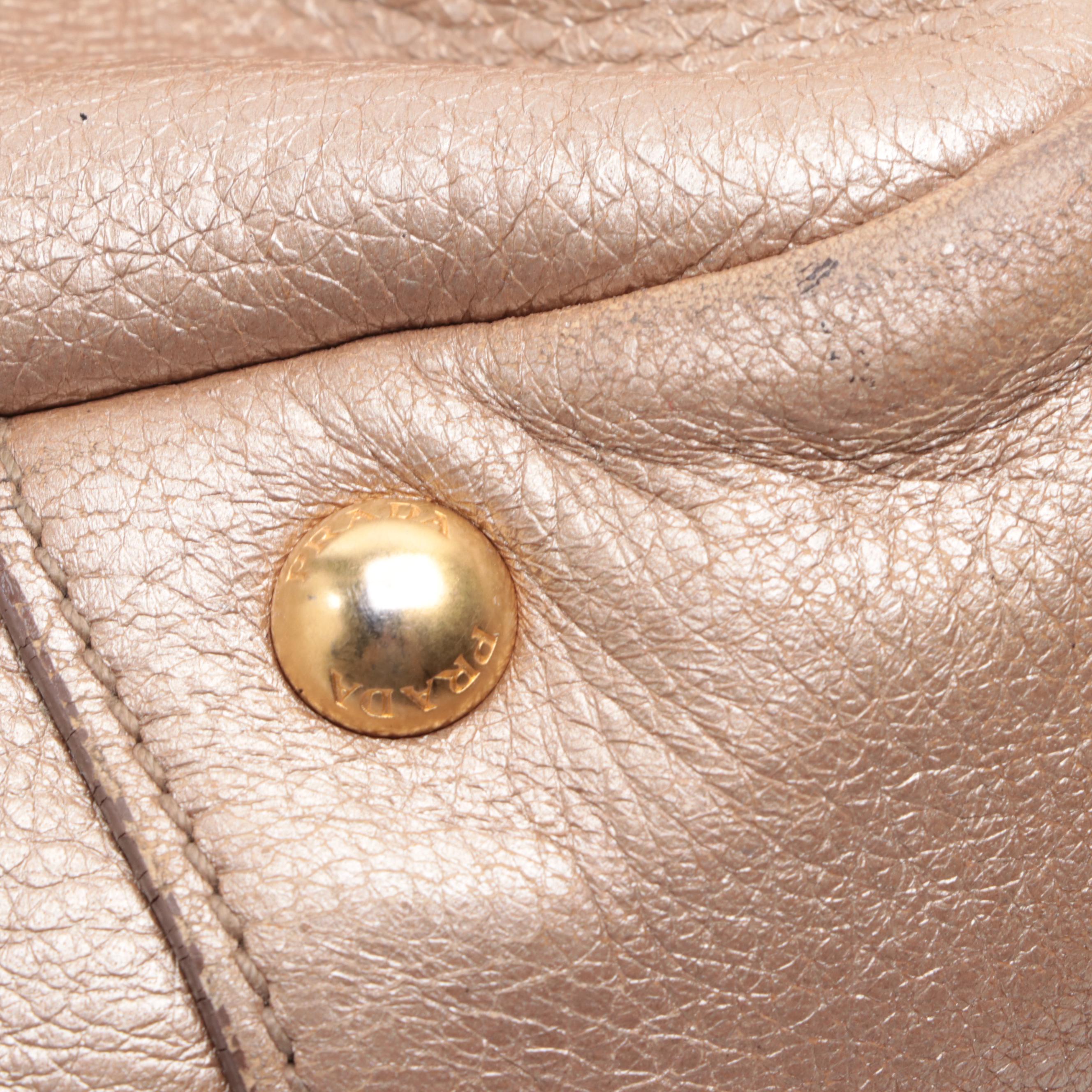 Prada Top Handle Handbag in Metallic Leather