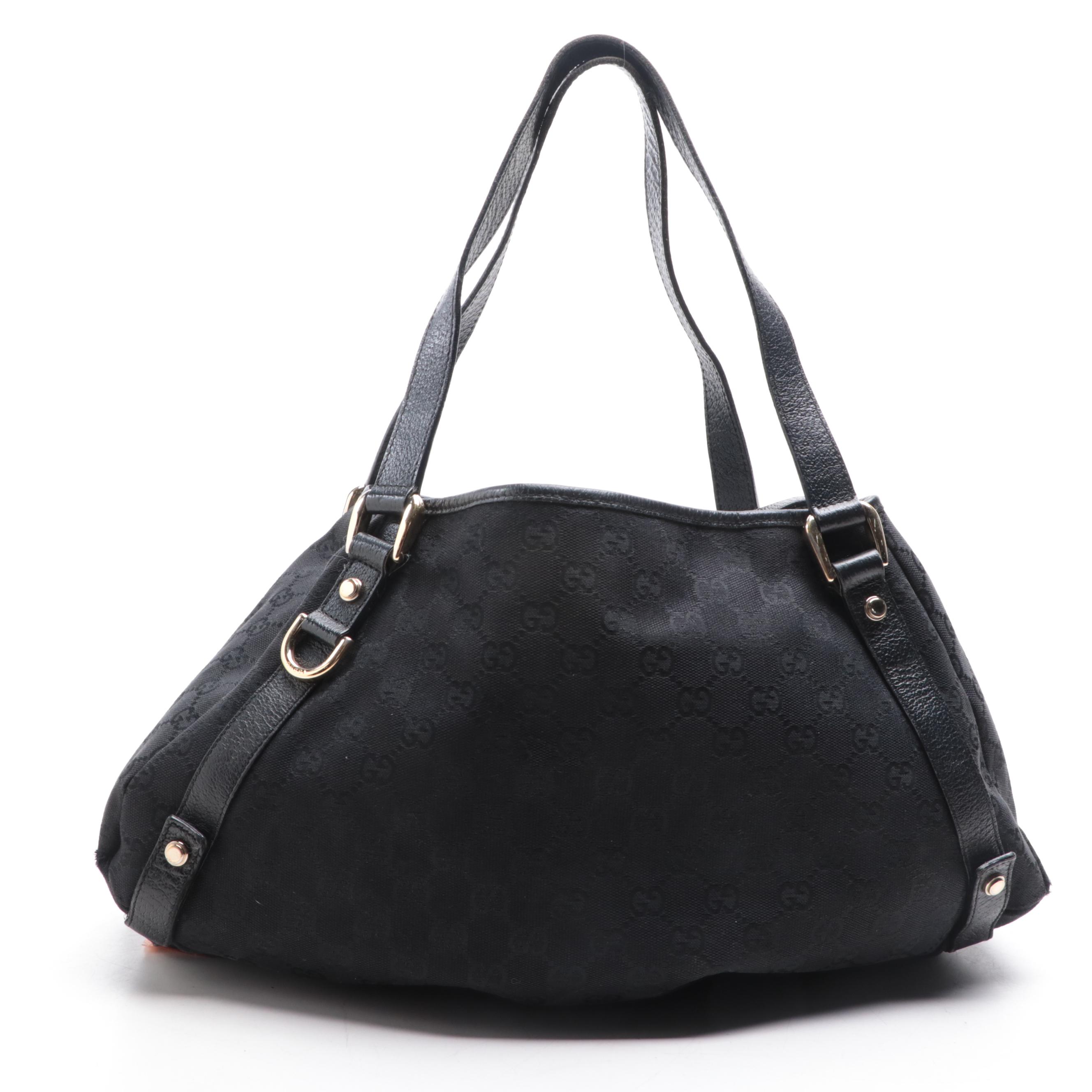 Gucci Abbey GG Canvas and Cinghiale Leather Shoulder Bag