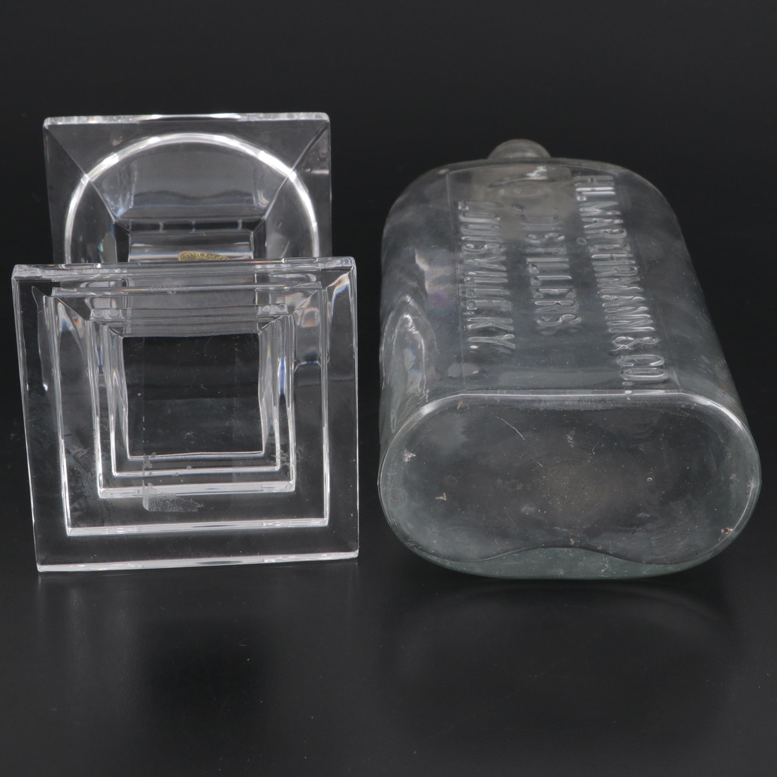 Waterford Crystal Candlestick with Sterling Rim Coater, Bottle and Bells