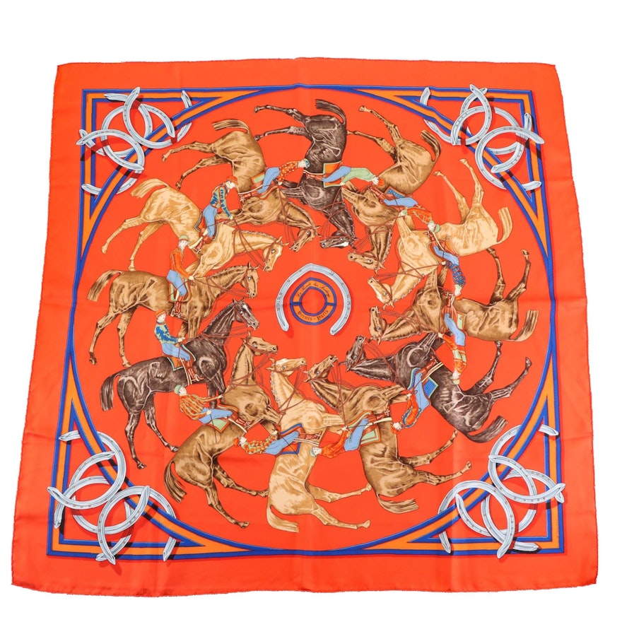 Hermès "La Ronde des Jockeys" Silk Twill Scarf 90