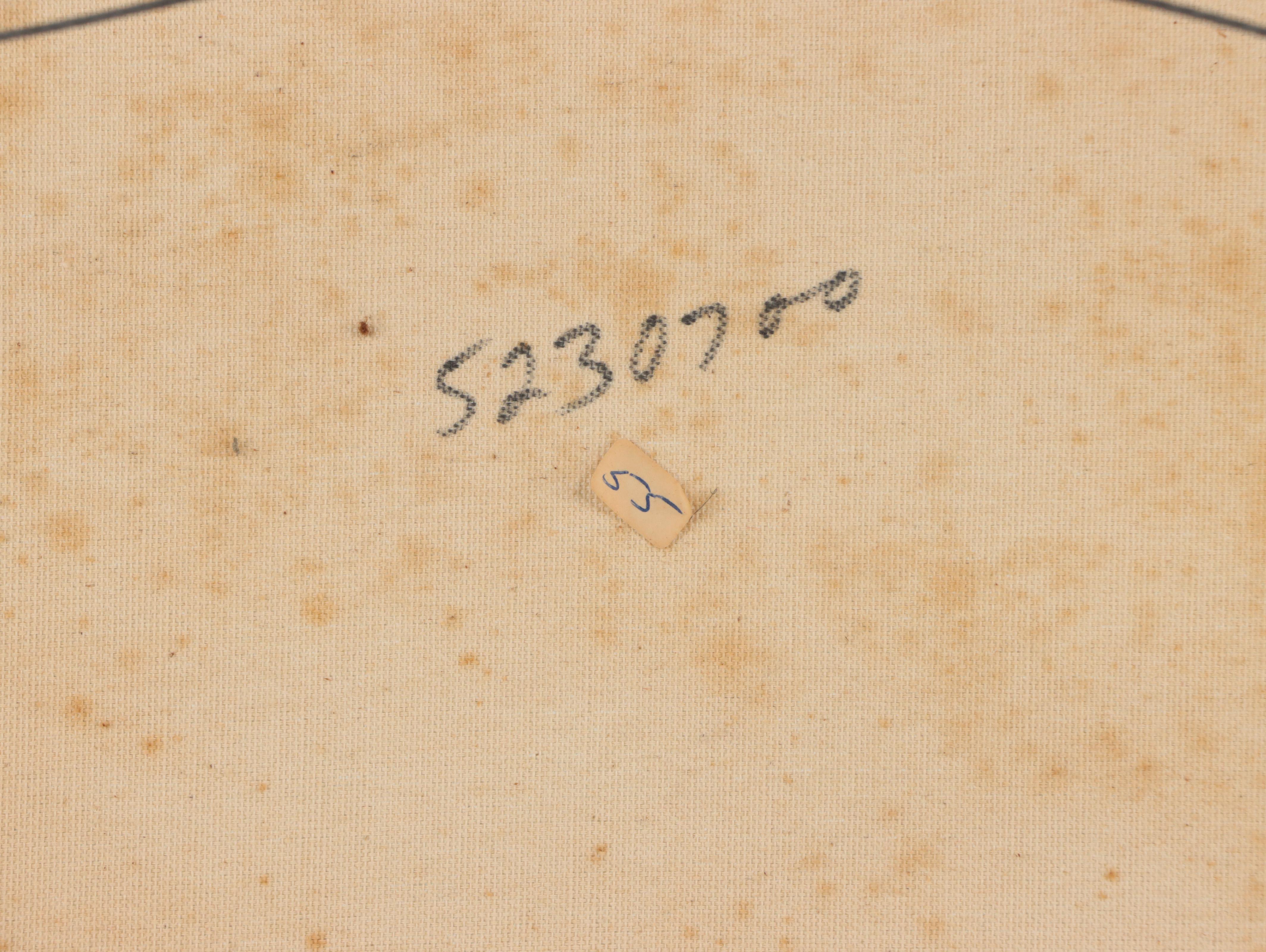 A. Foster Landscape Oil Painting of Mountains and Log Cabin