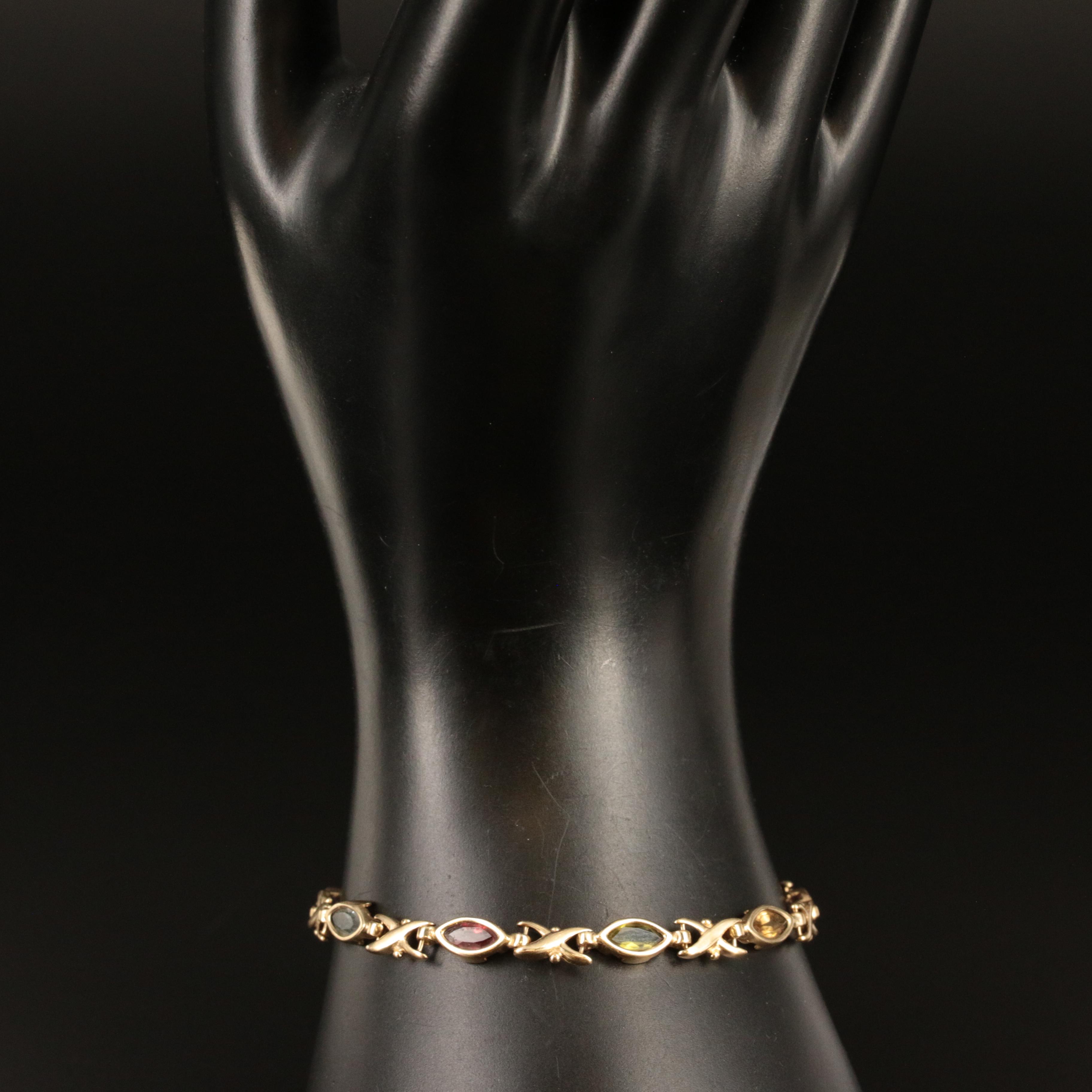 14K Amethyst, Citrine and Gemstone Bracelet