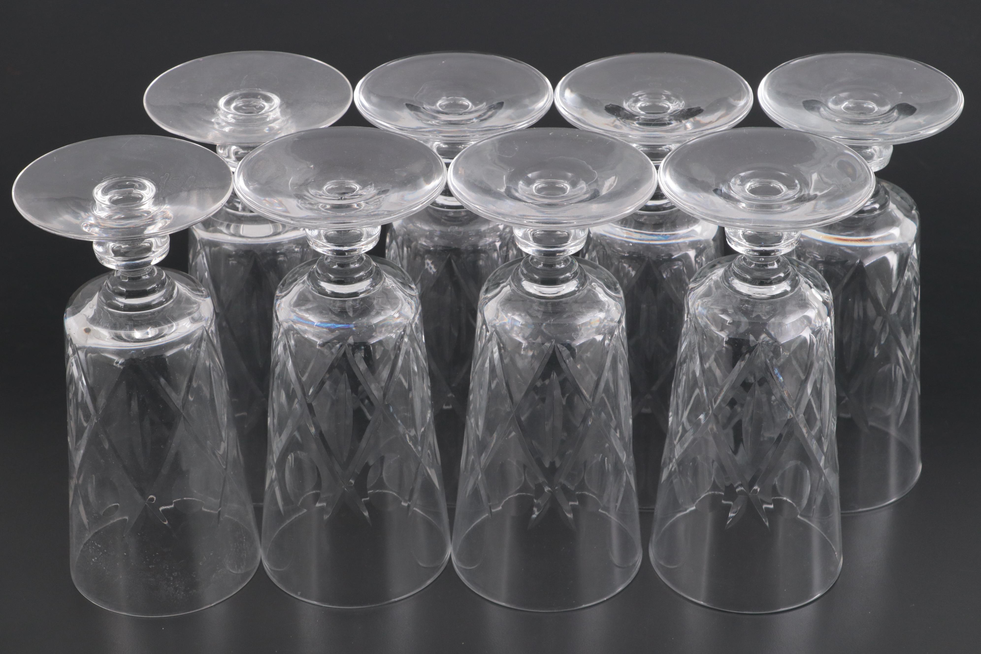 Cross and Olive Style Glass Ice Tea Glasses, Mid to Late 20th Century
